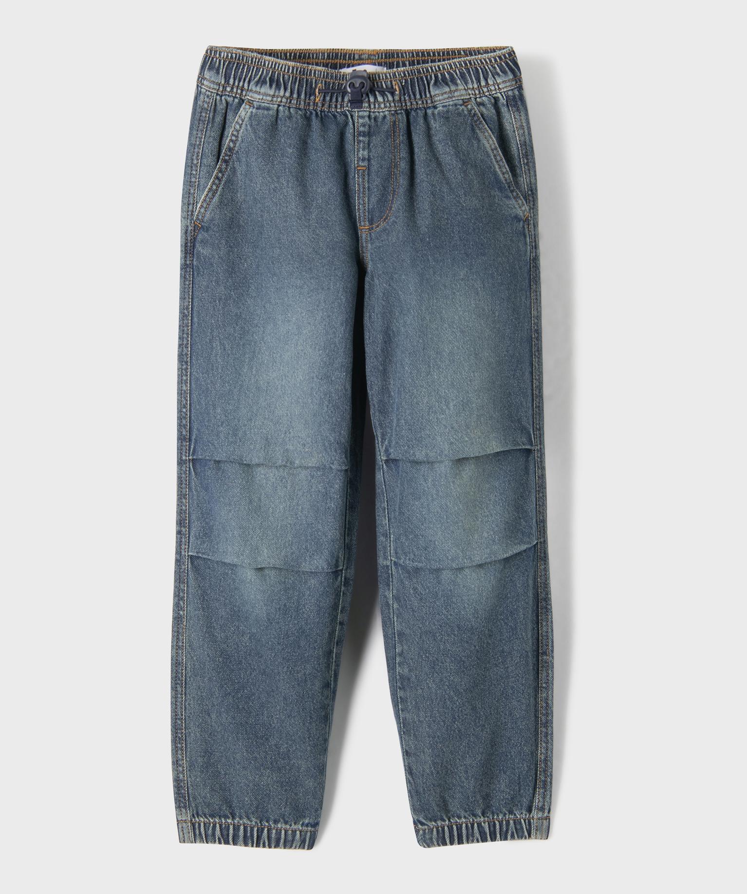 Jean parachute à taille élastiquée garçon - 5A - bleu fonce - GEMO