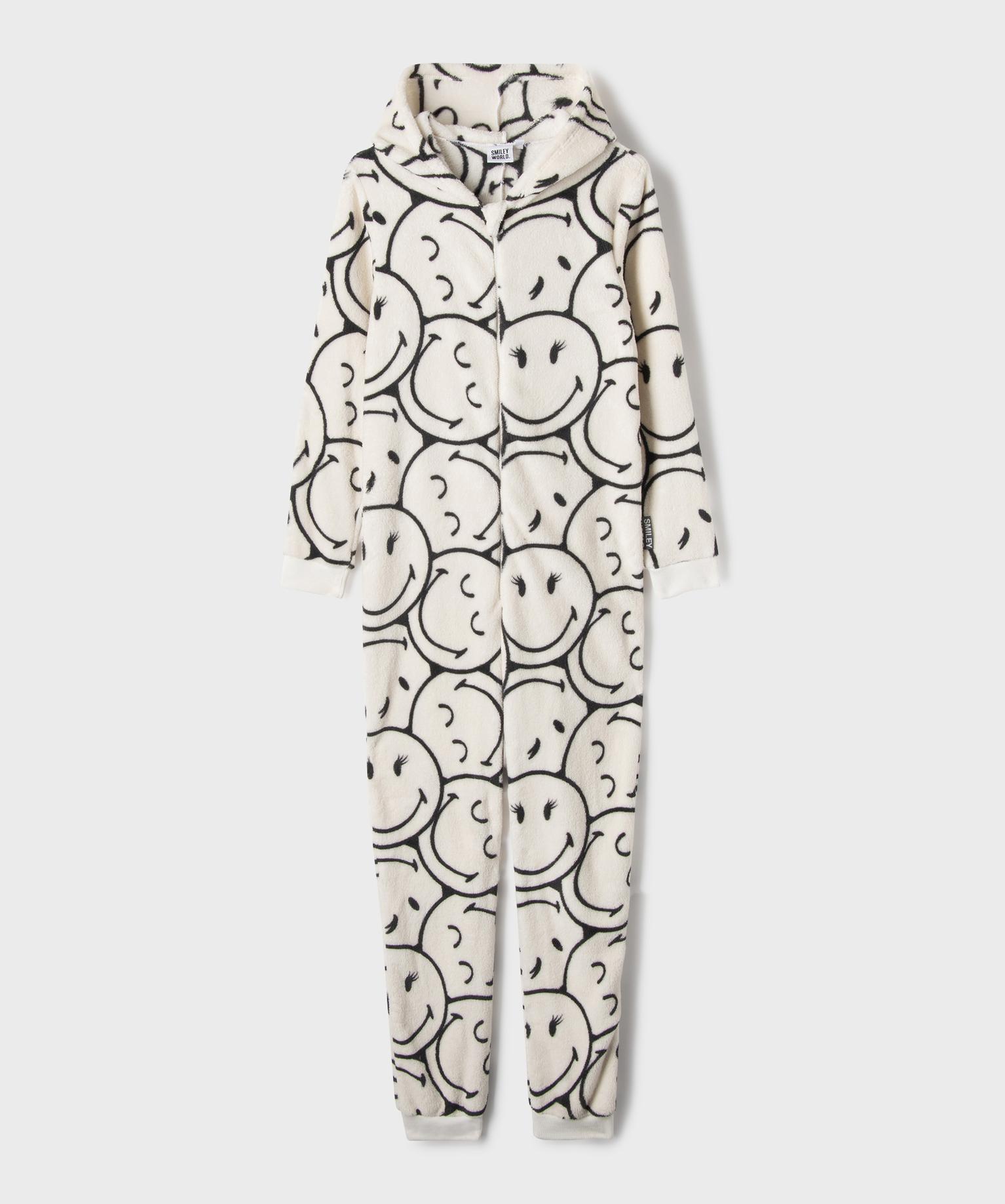 Combinaison pyjama à capuche en maille douillette fille - Smiley World - SMILEY WORLD Combinaison pyjama à capuche en maille douillette fille - Smiley World - SMILEY WORLD