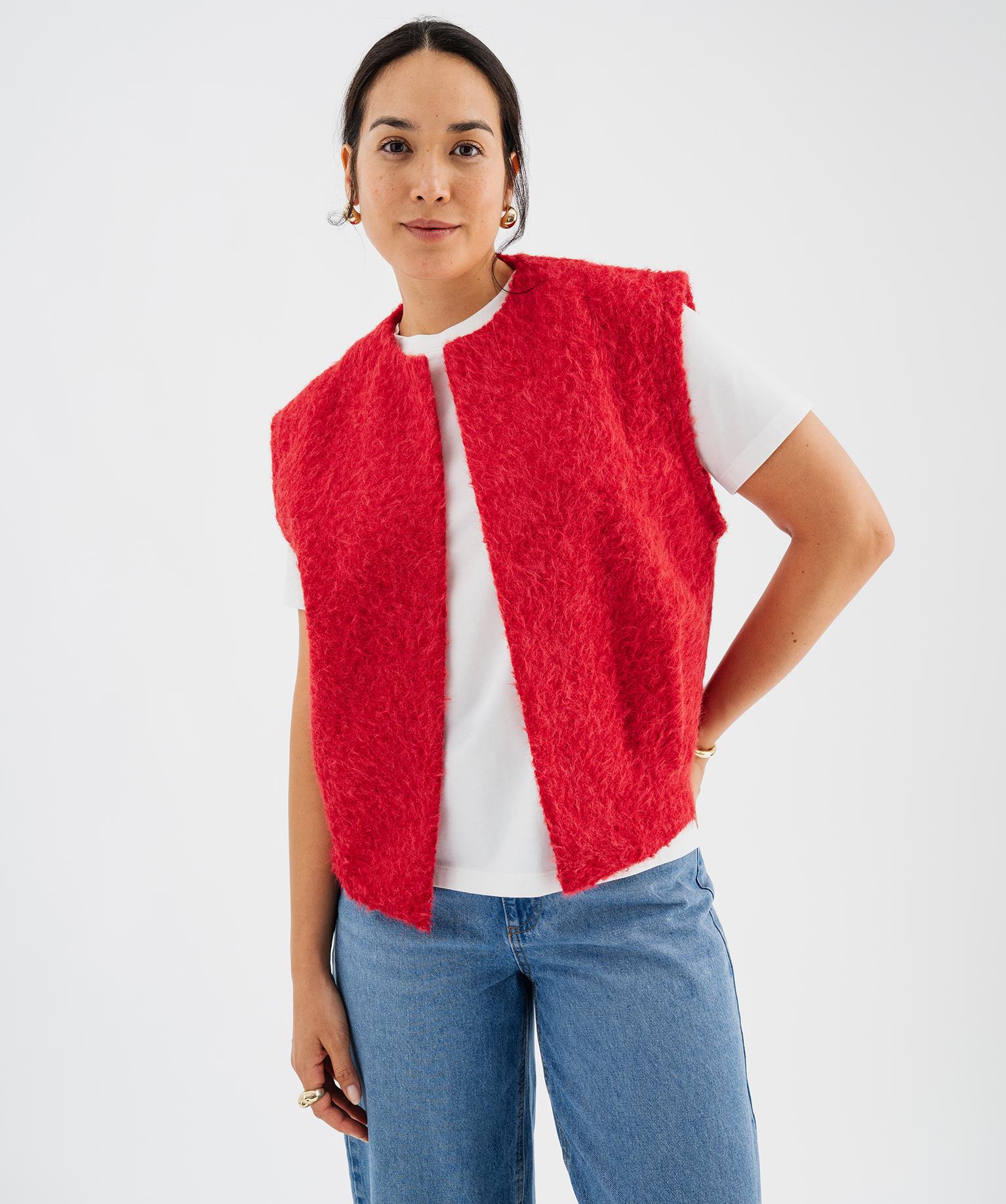 Gilet sans manches coupe oversize femme - 36/S - rouge standard - GEMO