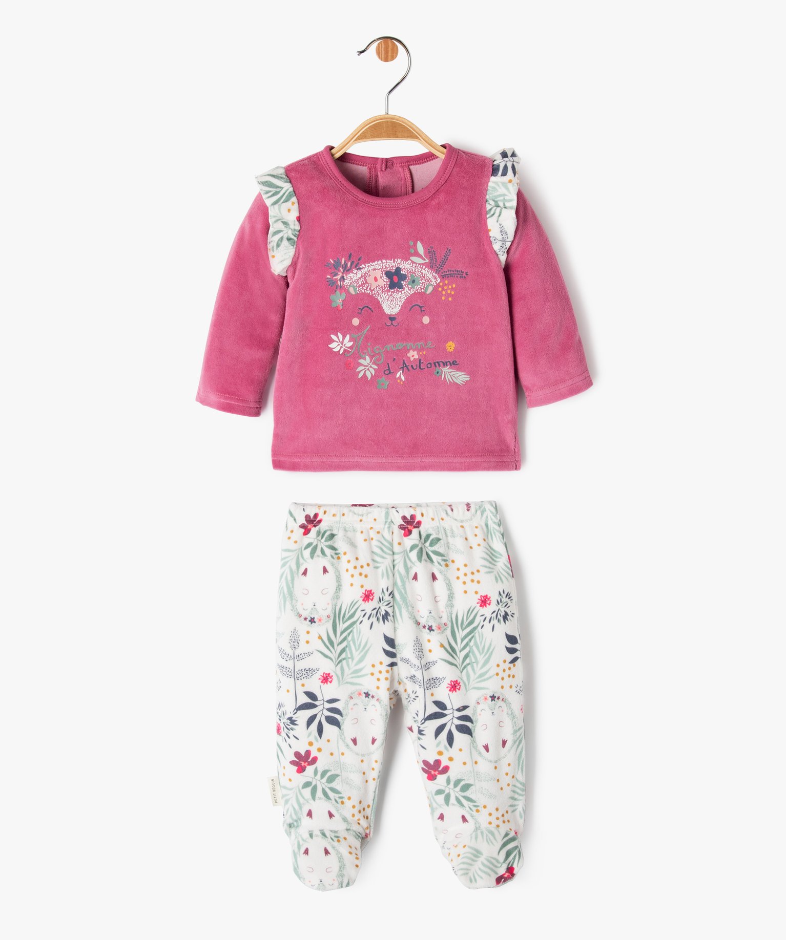 Pyjama 2 pièces avec volants sur les épaules bébé fille - Petit Béguin - 12M - rose - PETIT BEGUIN
