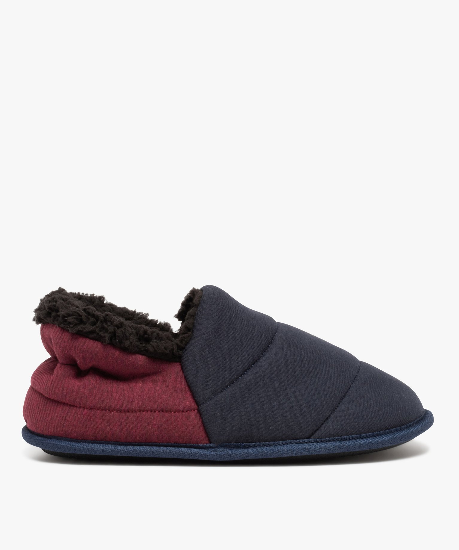 Chaussons homme pantoufles bicolores fourrées sherpa - 40 - bleu - GEMO