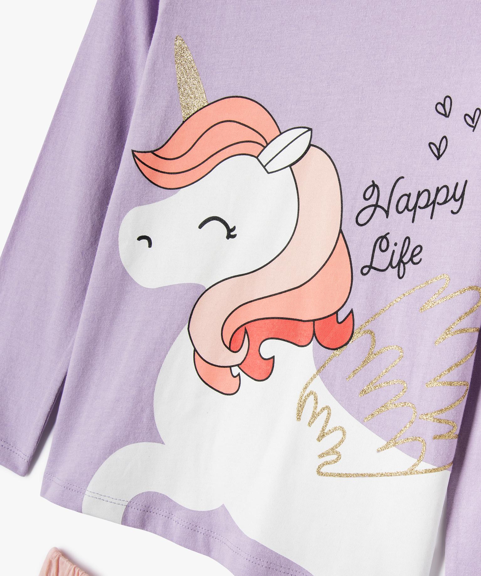 Pyjama Fille Licorne Manches Courtes - 100% Coton Doux - Taille 2 à 8 Ans - Confort Nuit - Idée Cadeau