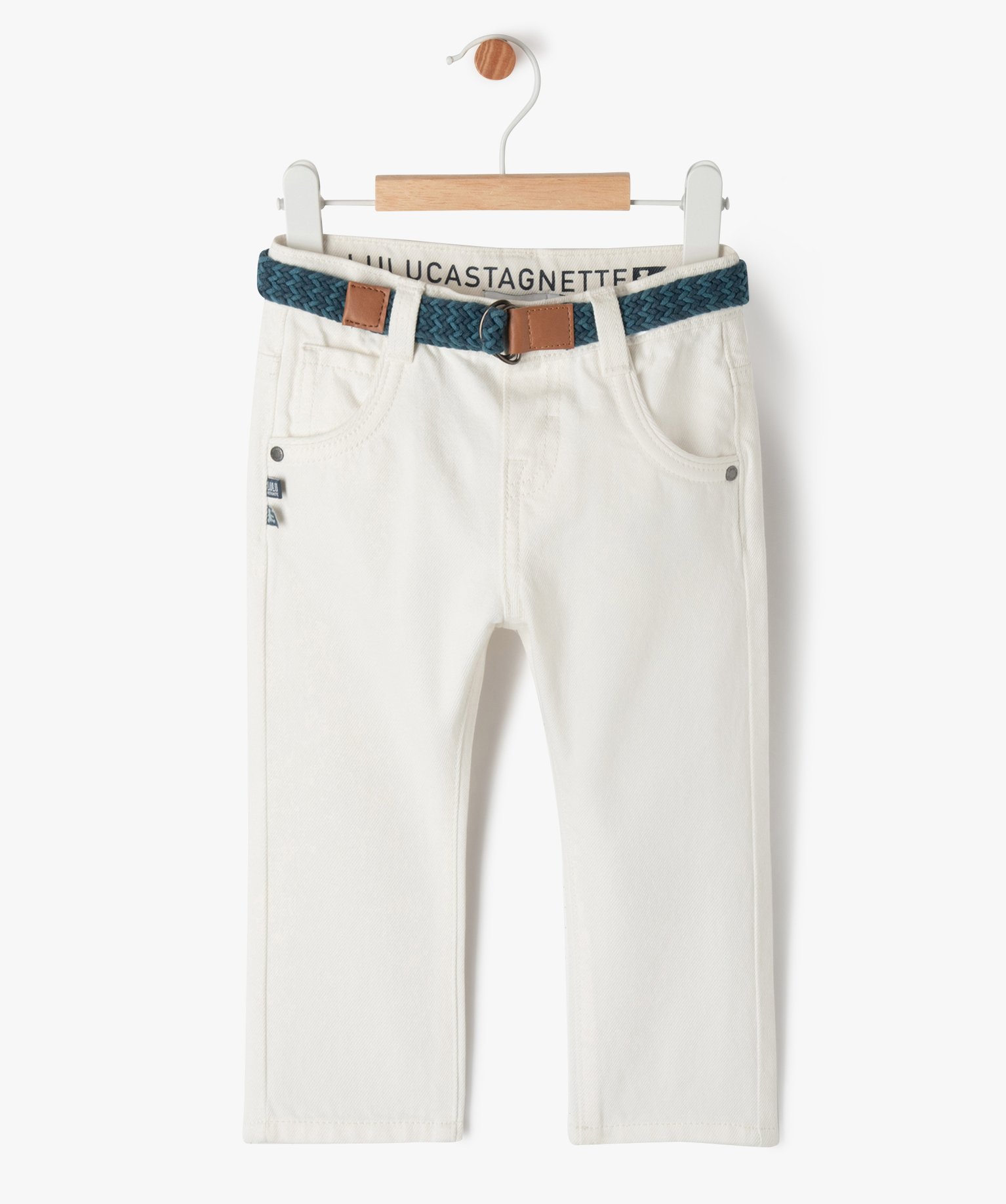 Pantalon slim en toile denim bébé garçon - LuluCastagnette - 6M - blanc - LULUCASTAGNETTE