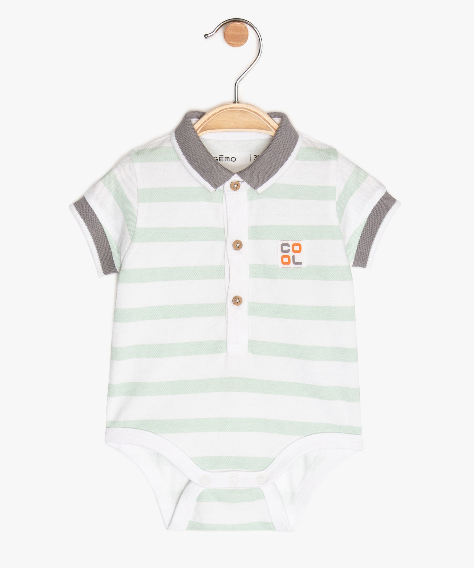 Body Bebe Garcon Look Polo A Larges Rayures Gemo