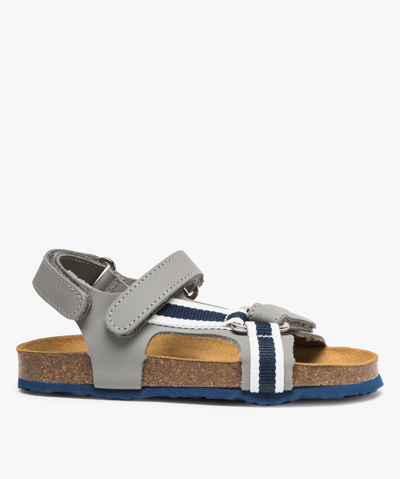 Sandales garçon en cuir à scratch avec détail en toile | GEMO