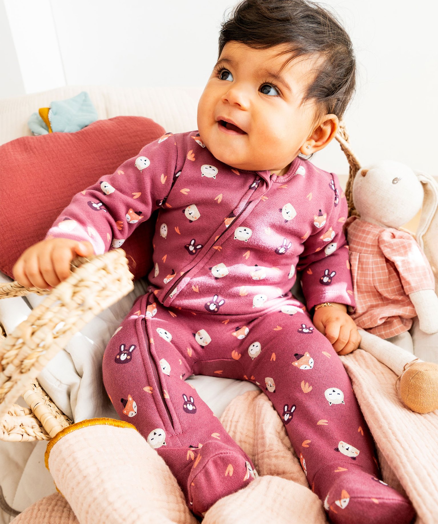 Pyjama en jersey molletonné avec zip ventral bébé - GEMO