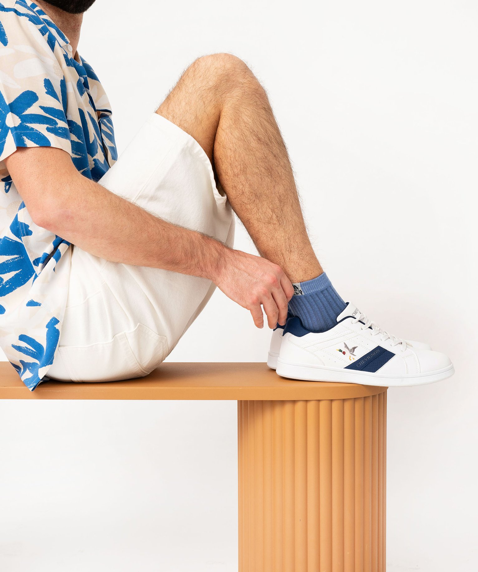 Baskets homme casual à bande colorée - Chevignon - 44 - blanc - CHEVIGNON