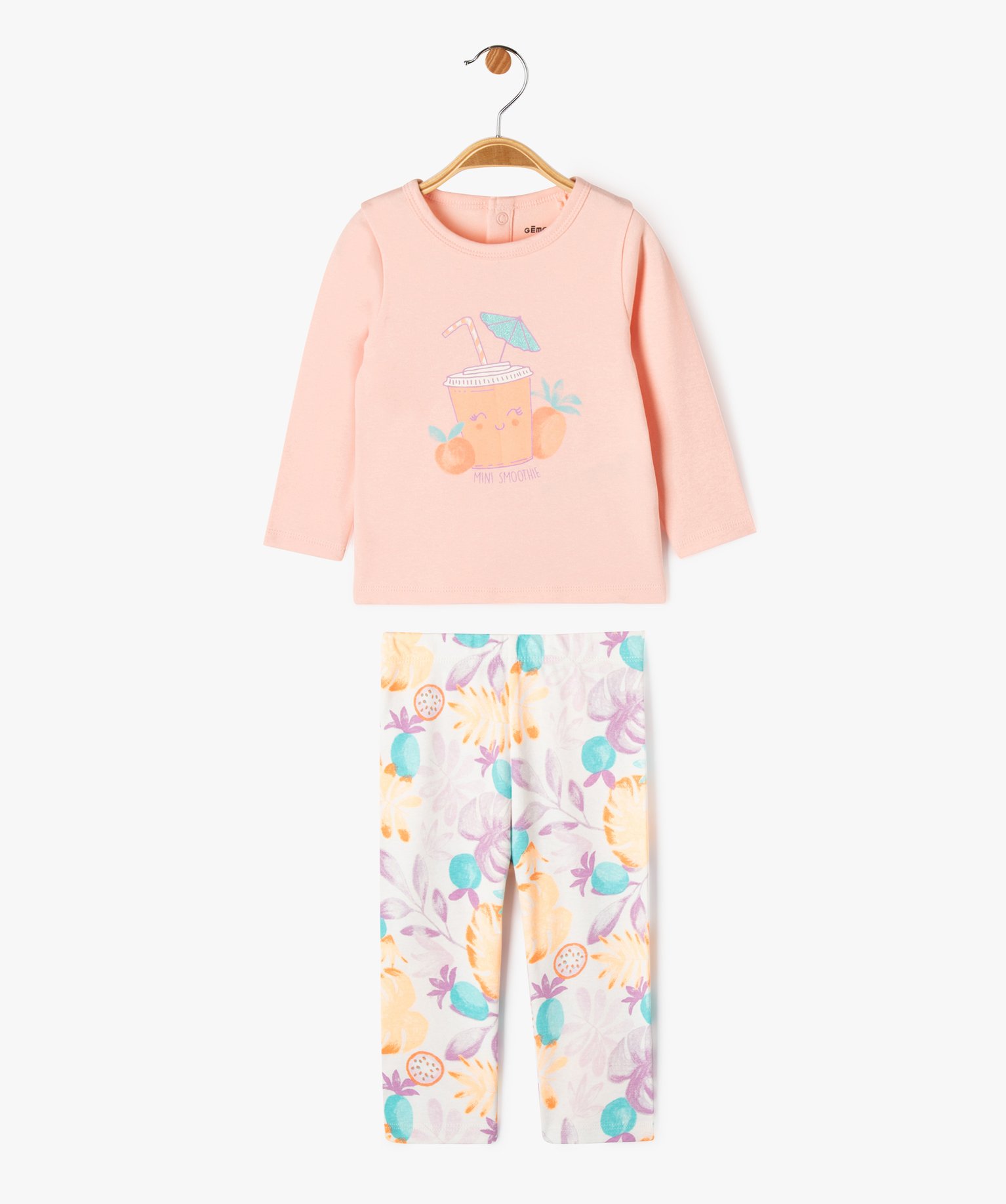 Pyjama 2 pièces avec motifs exotiques bébé fille - GEMO