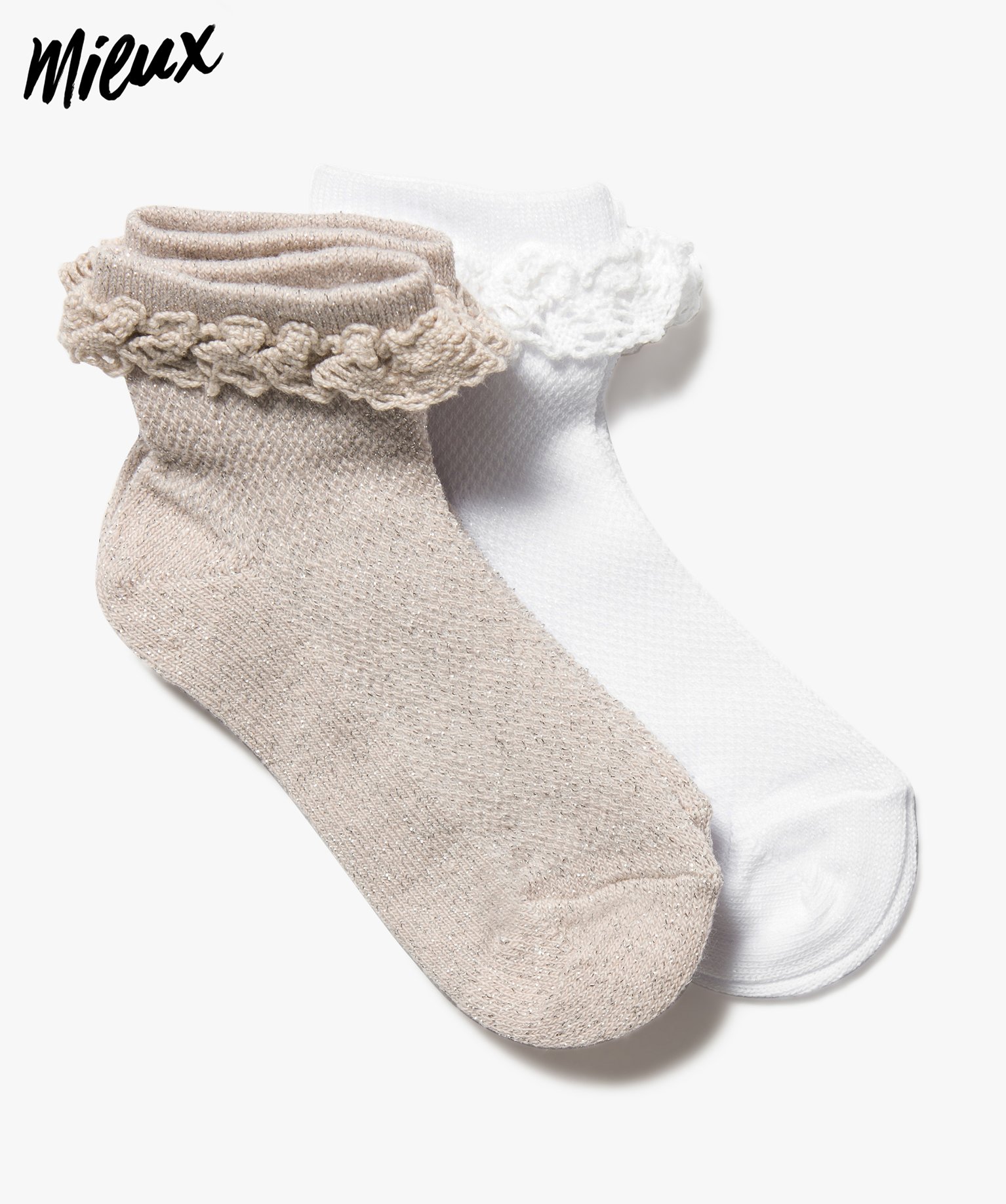 Chaussettes Bebe Fille En Coton Bio A Volants Lot De 2 Gemo