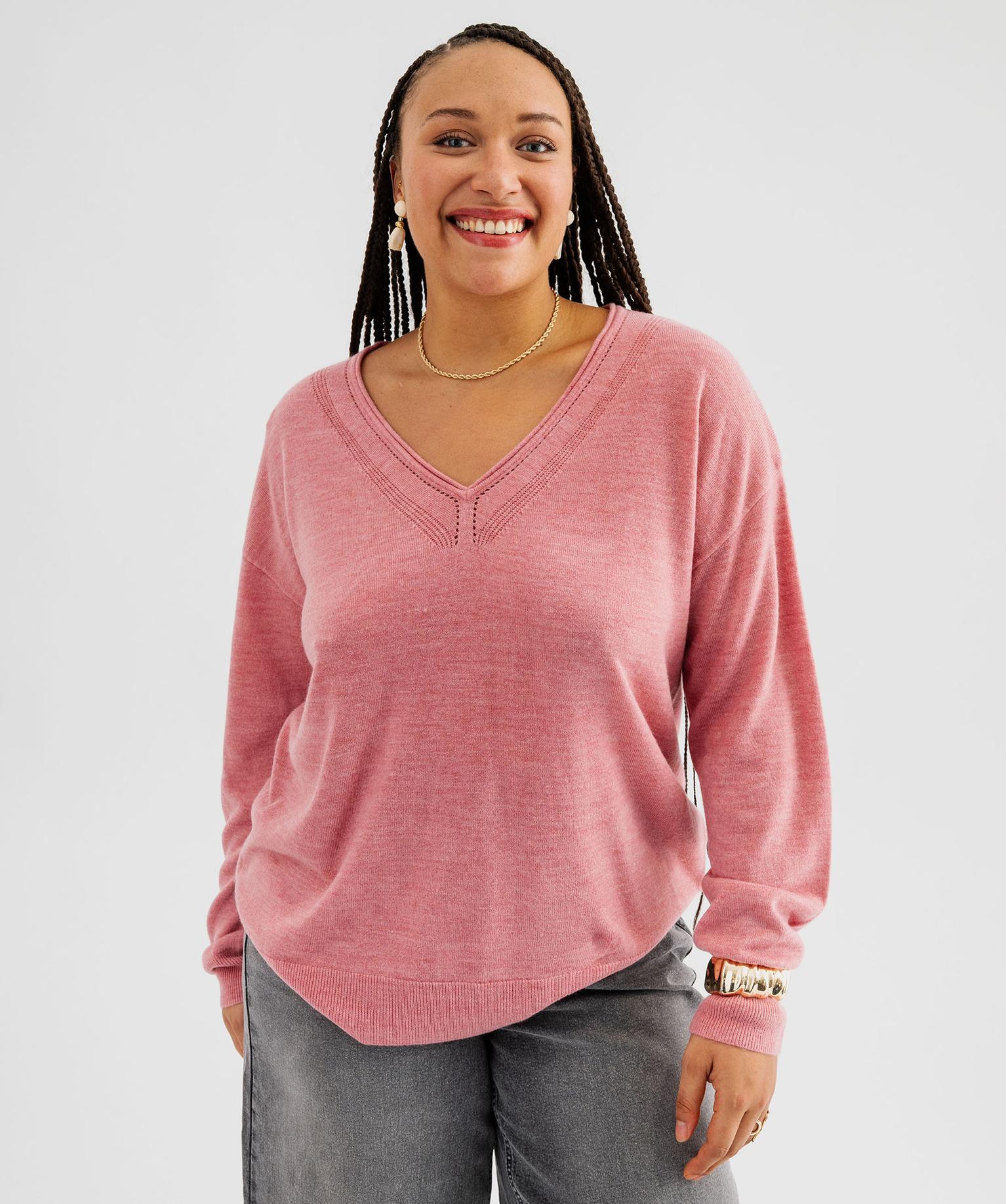 Pull Femme Hiver Chaud Col V - Maille Oversize - Couleurs Variées (rose, Marron, Violet, Gris, Noir...)