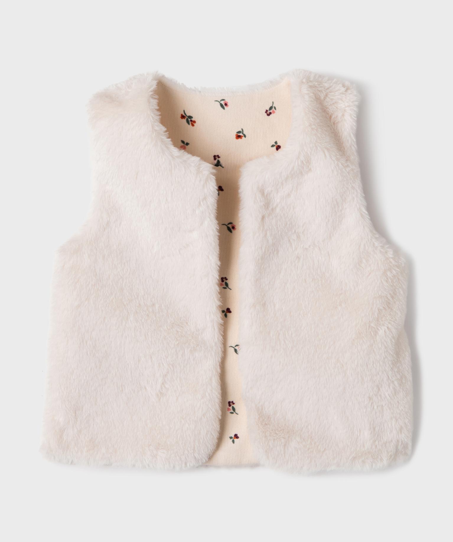 Gilet sans manches réversible fille - LuluCastagnette - 5A - ecru - LULUCASTAGNETTE