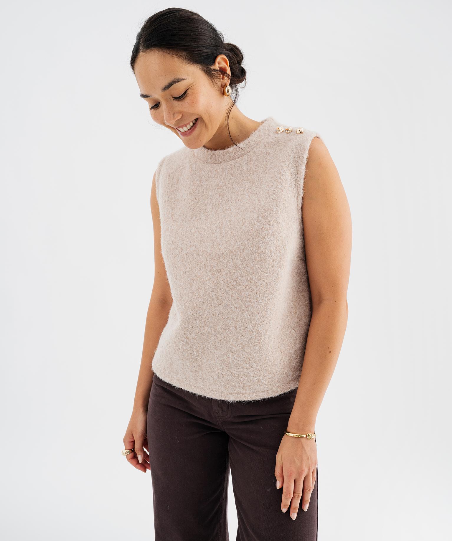 Pull sans manches col rond femme - GEMO