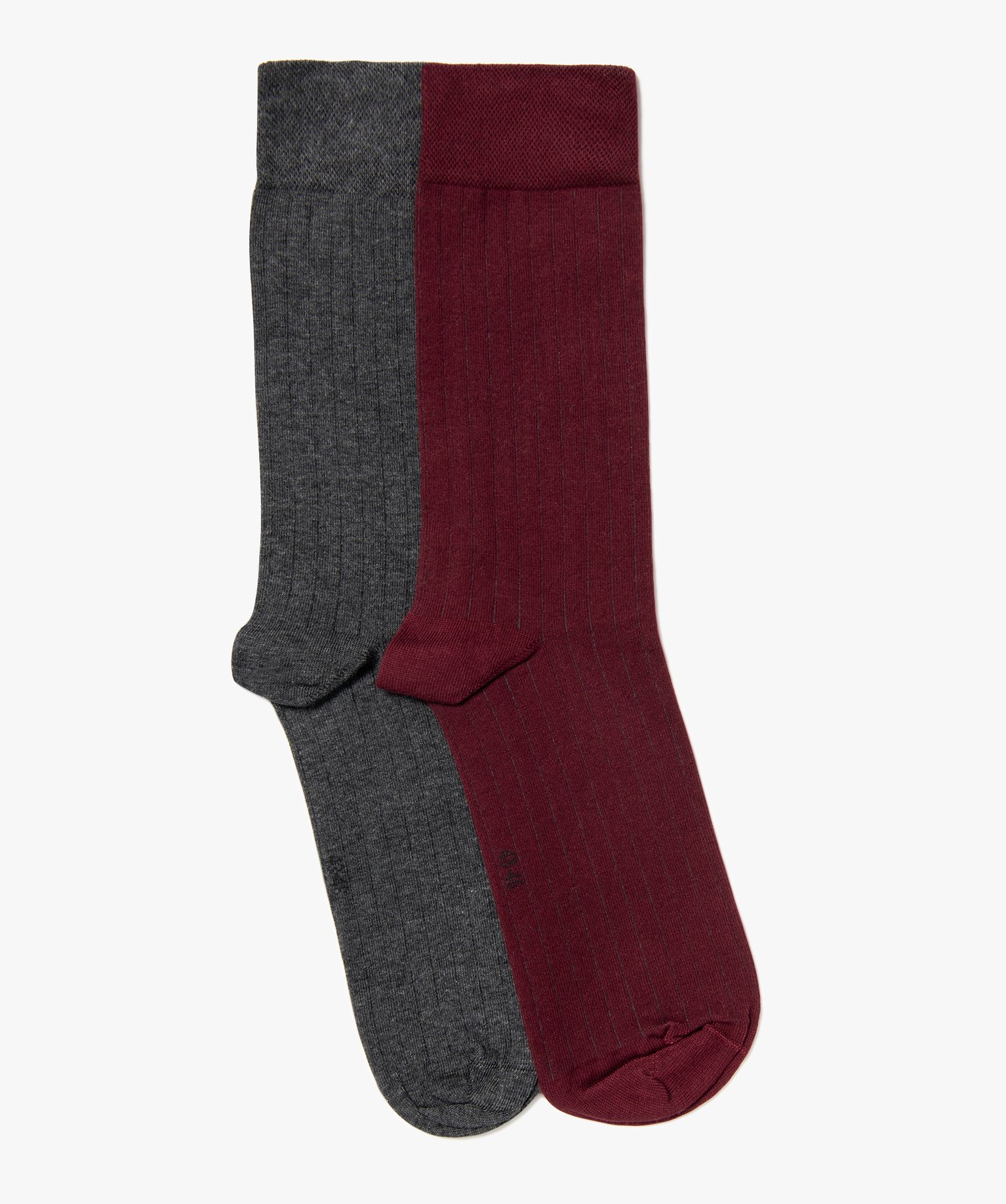 Chaussettes en maille côtelée homme (lot de 2) - 43/46 - rouge standard - GEMO