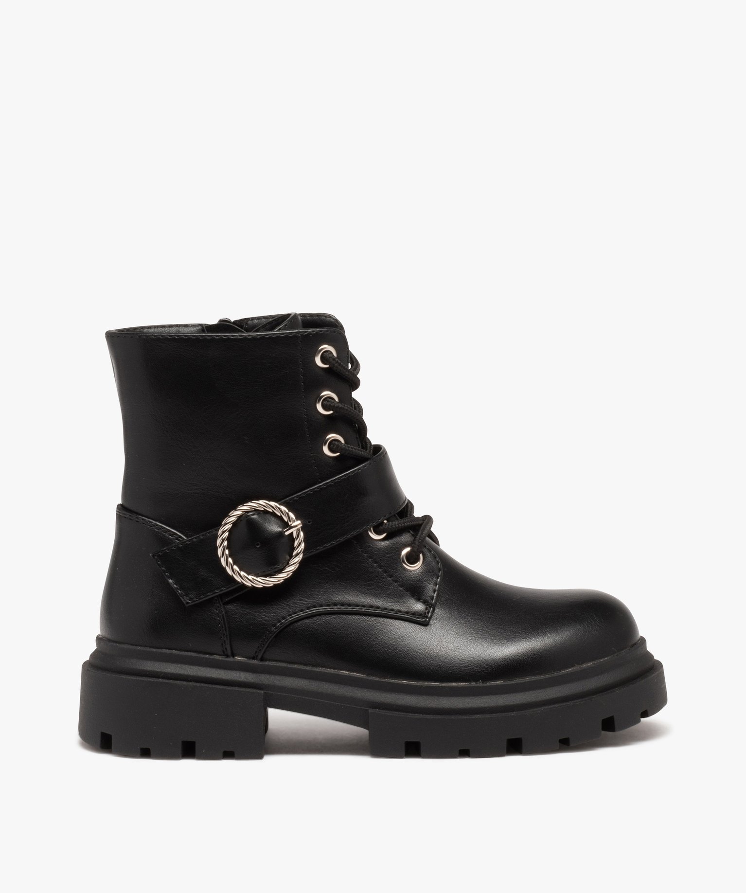 Boots esprit biker avec semelle crantée fille - 35 - noir - GEMO