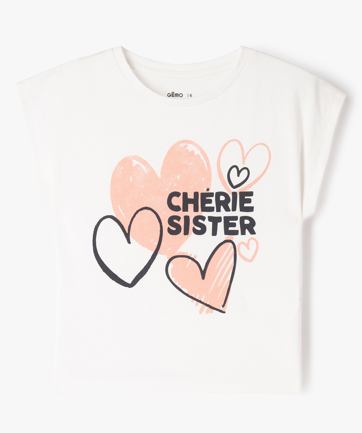 Tee-shirt à manches courtes coupe large fille - 10 - ecru - GEMO