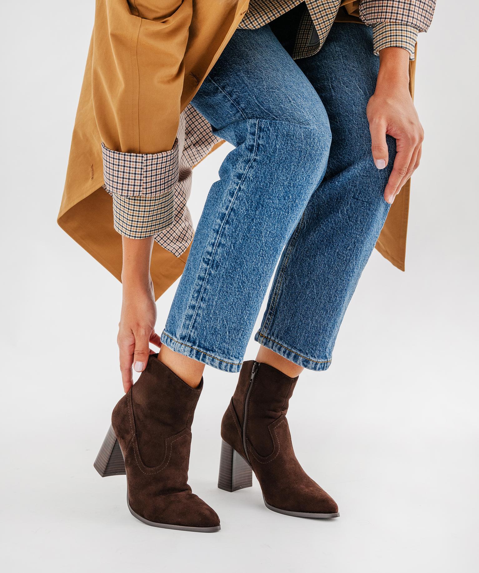 Boots à talon western femme - 38 - marron fonce - FOLLOW ME