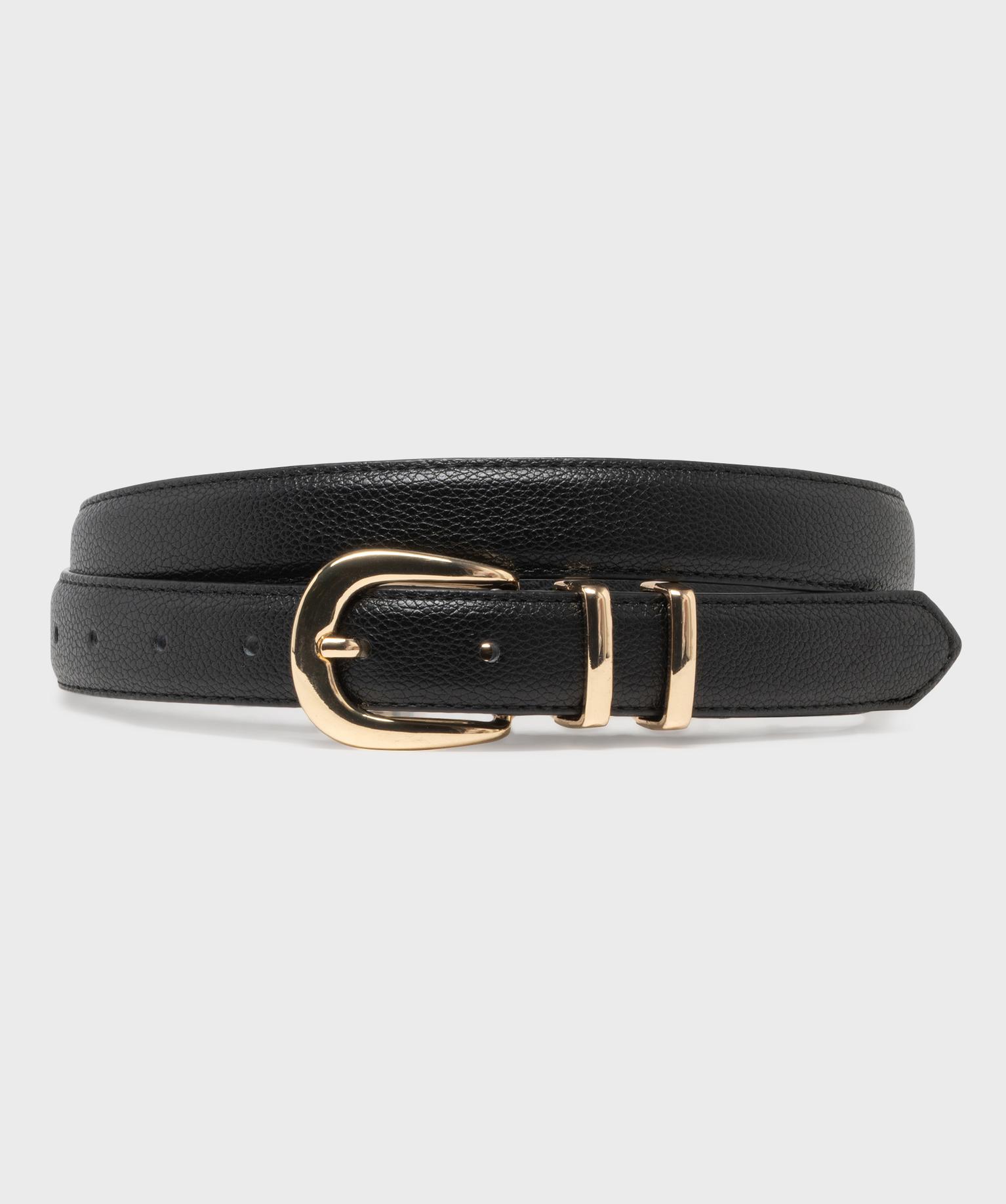 Ceinture fine effet cuir grainé femme - 100 CM - noir standard - GEMO
