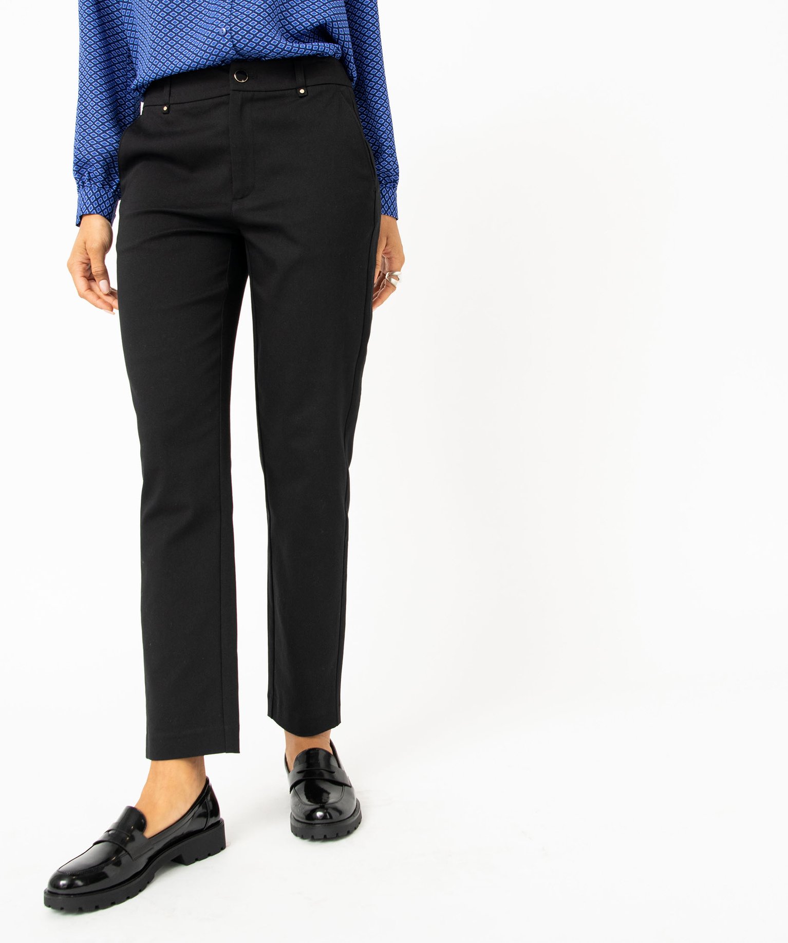 Pantalon femme coupe ample en toile extensible - 38 - noir - GEMO