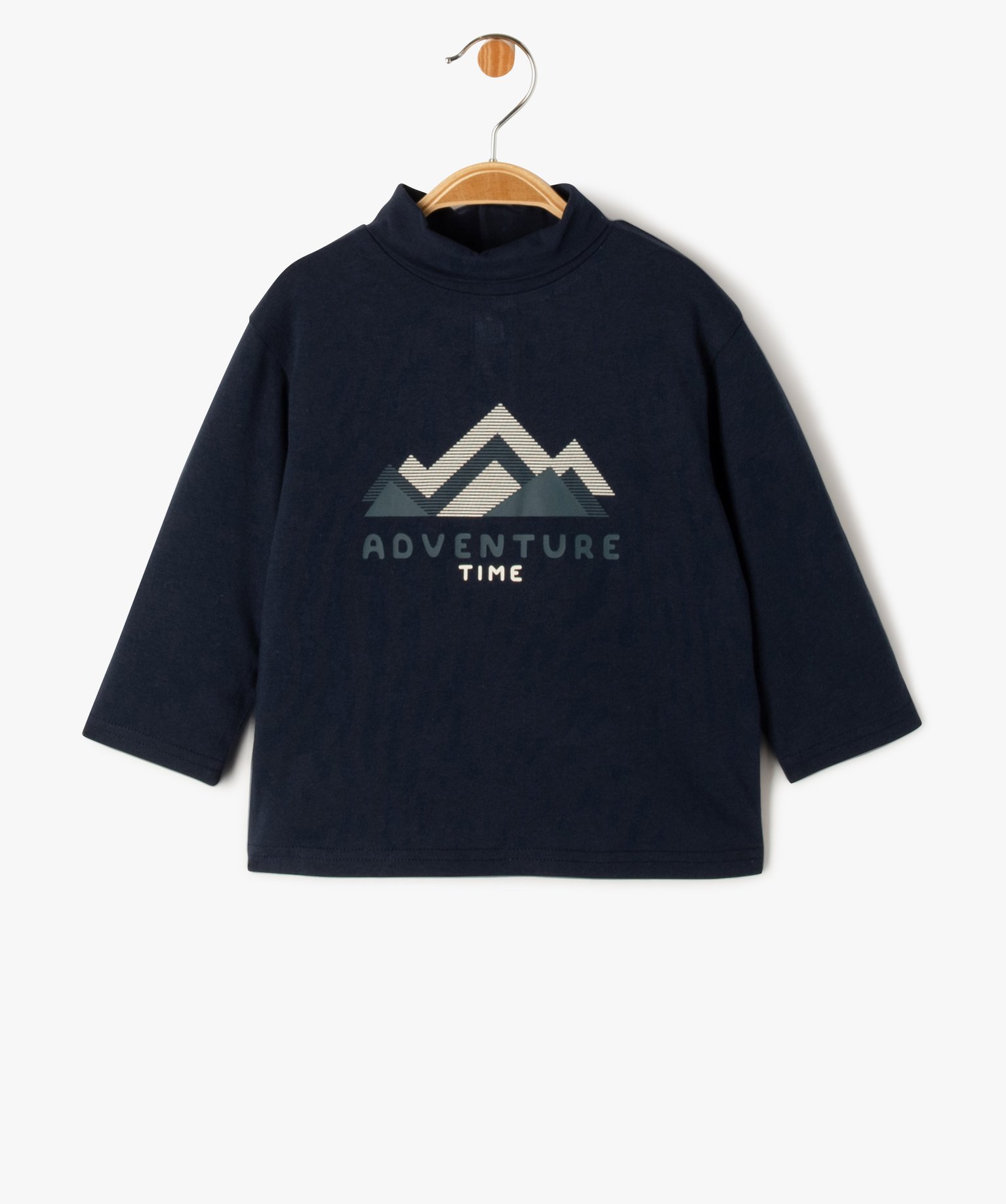 Tee-shirt manches longues et col roulé imprimé bébé garçon - 3M - marine - GEMO
