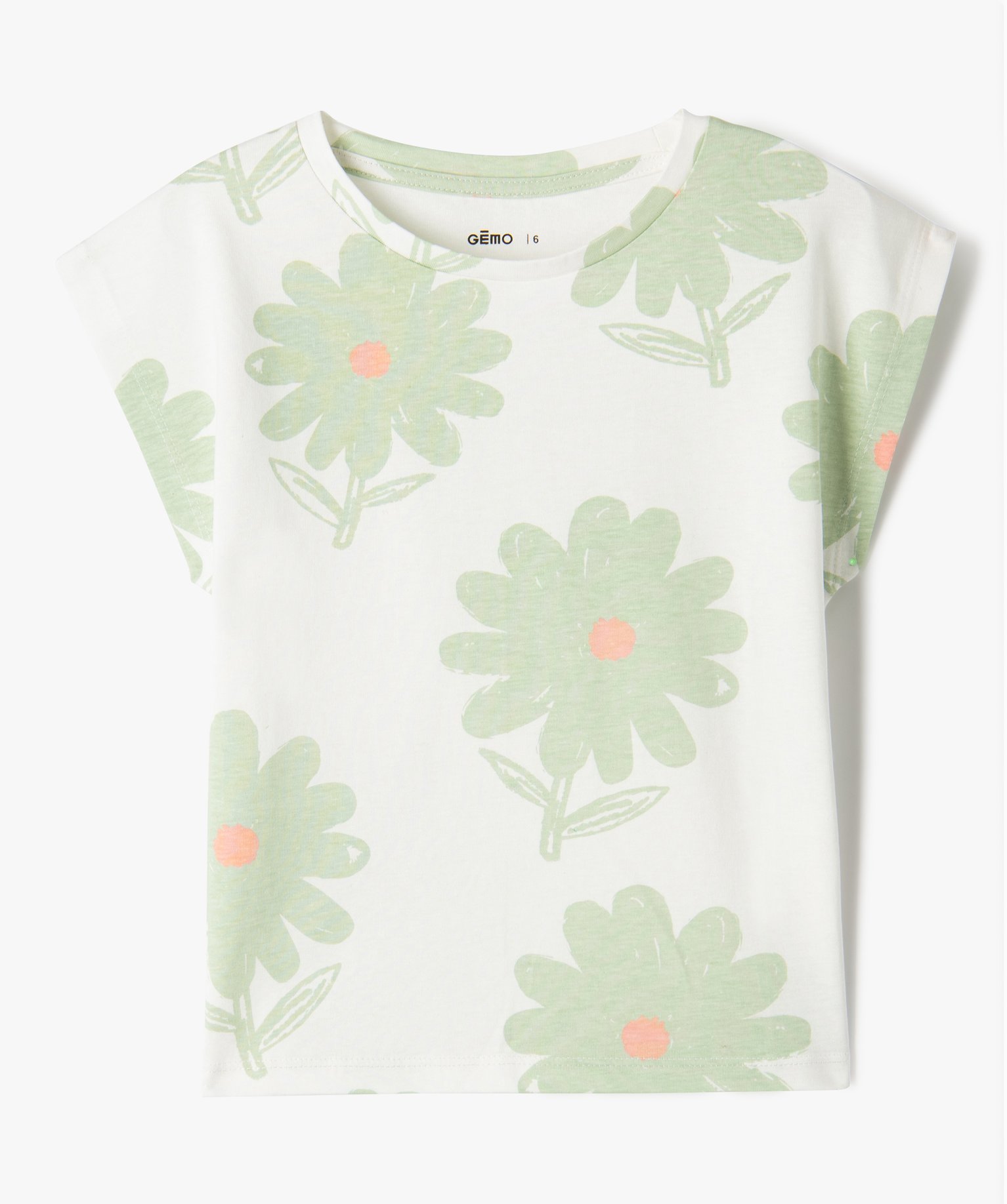 Tee-shirt sans manches loose à large motif fille - 12 - ecru - GEMO