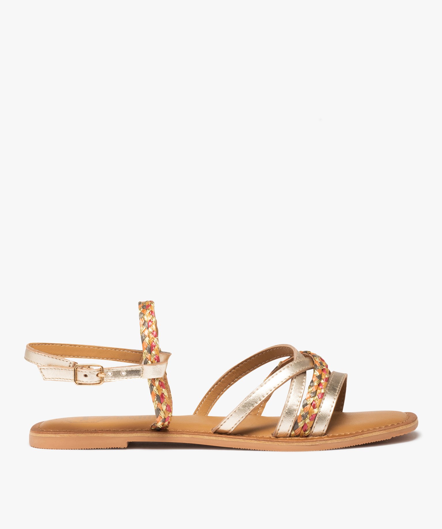 Sandales femme à brides métallisées en cuir - Tanéo - 39 - or - TANEO
