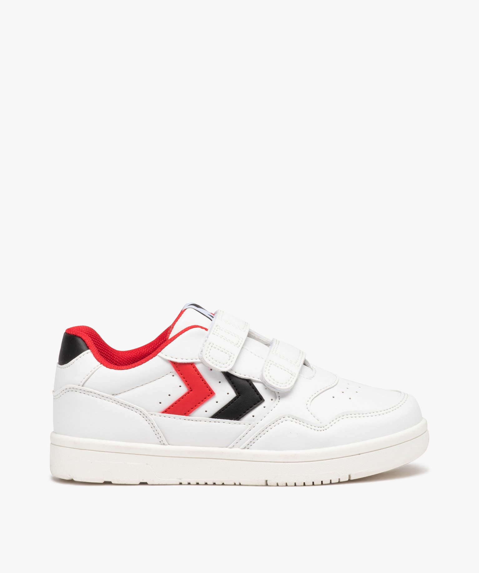 Baskets garçon unies à bandes colorées et double scratch - Hummel - 33 - blanc - HUMMEL