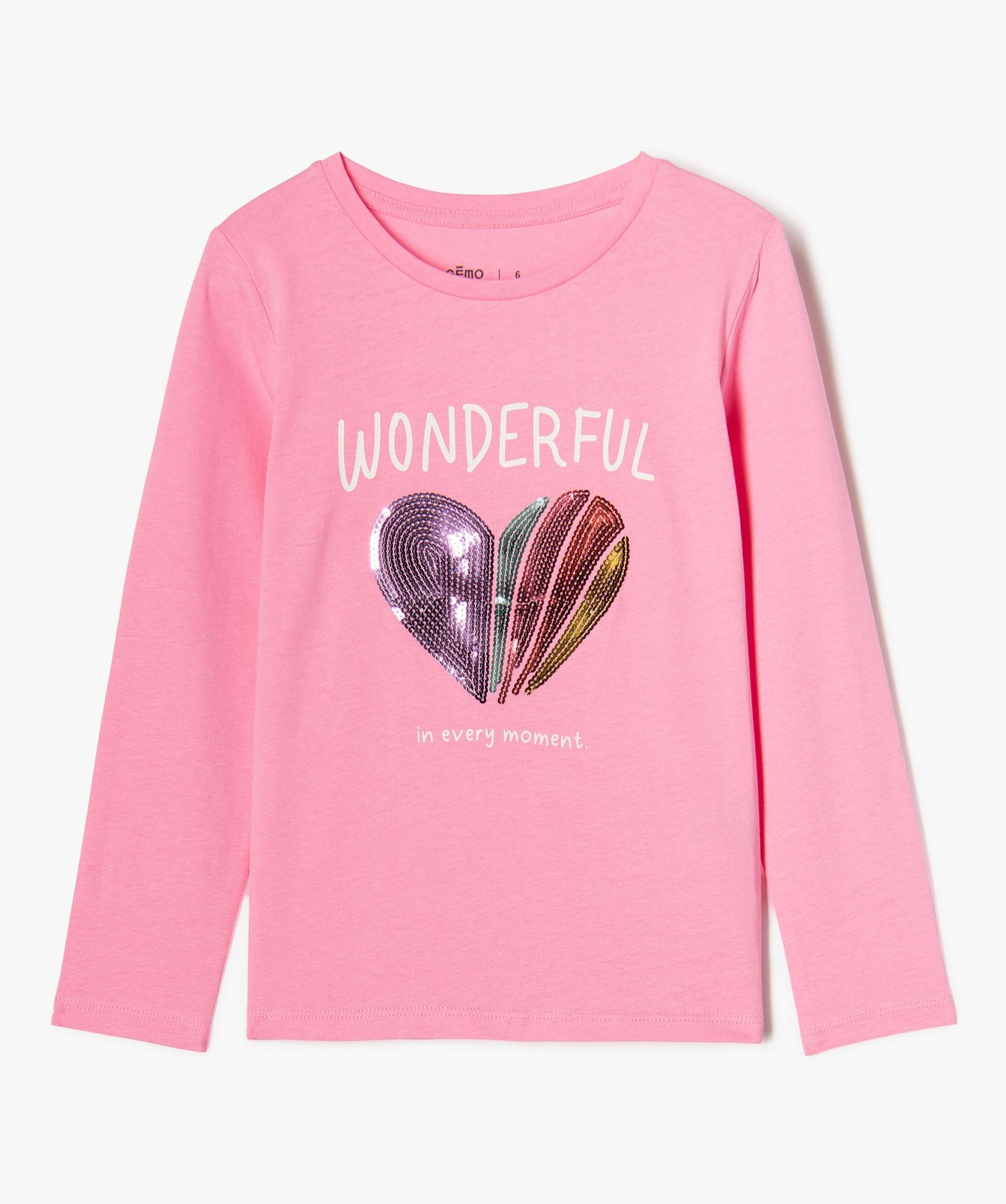 T-shirt Manches Longues Fille Licorne Lapin - Coton, Volants épaules, 2-3 Ans, Rose