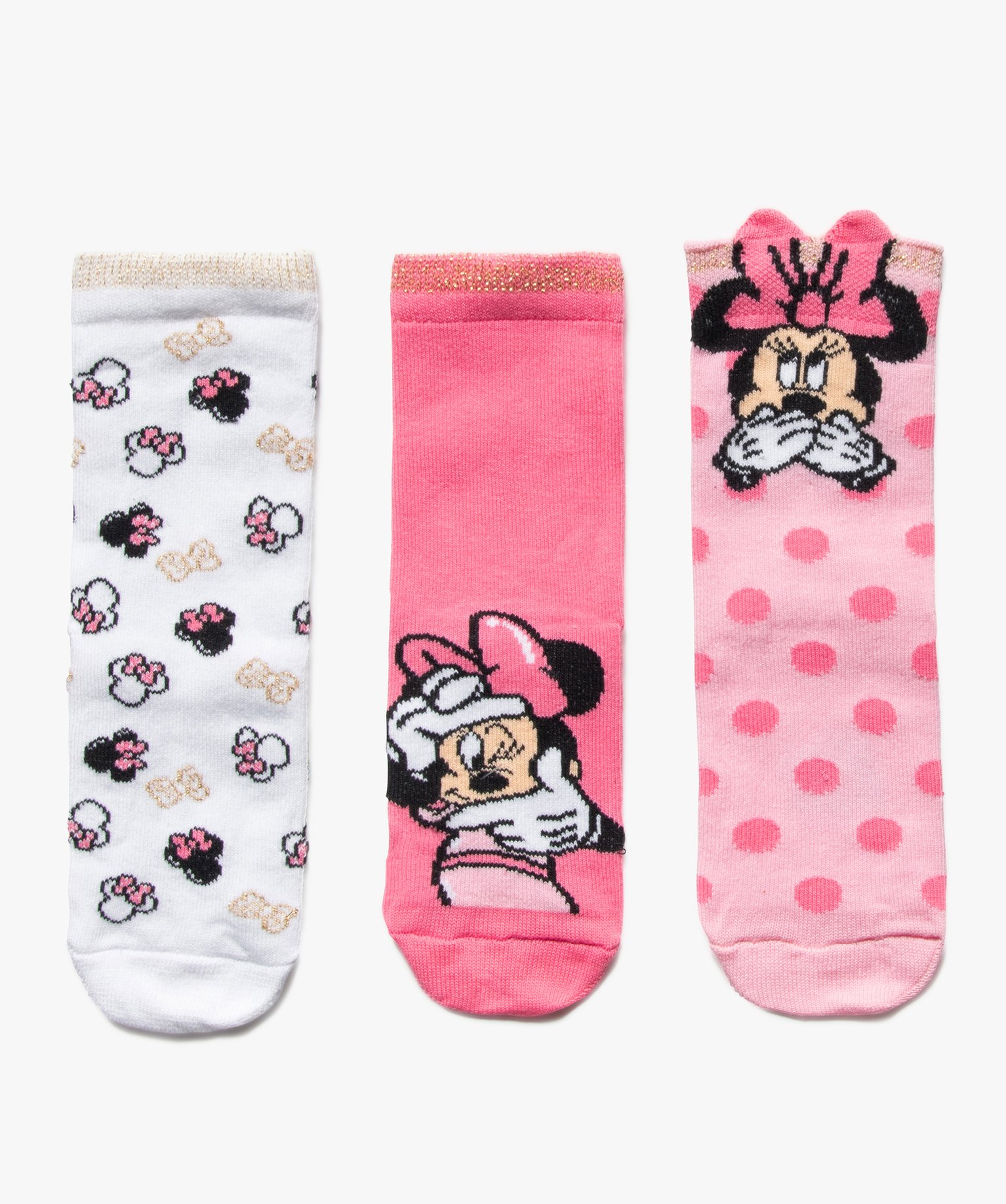 Chaussettes enfant tige haute imprimées Minnie - Disney (lot de 3)