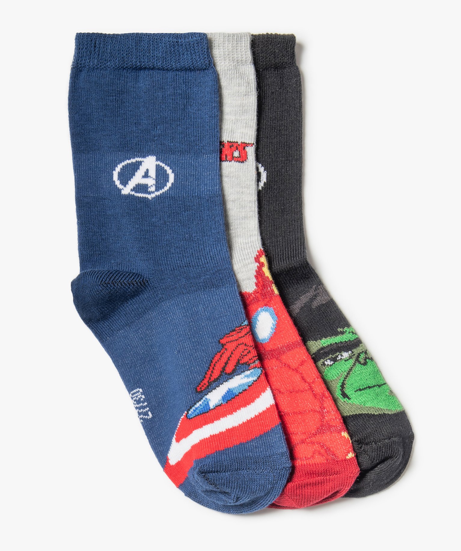 Chaussettes garcon a motifs Avengers lot de 3 Marvel bleu GEMO