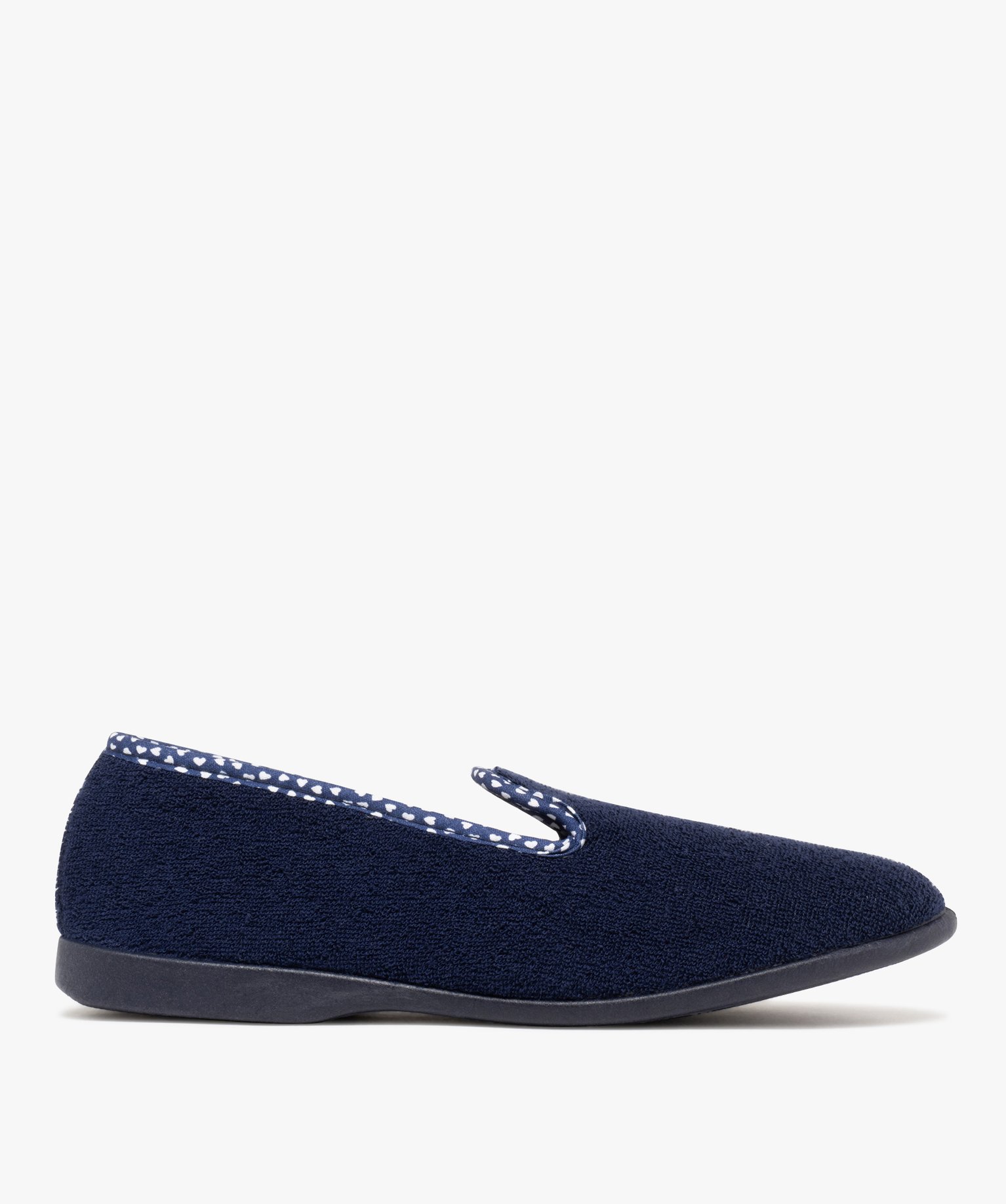 Chaussons femme pantoufles confort liseré petits coeurs - 39 - bleu - GEMO