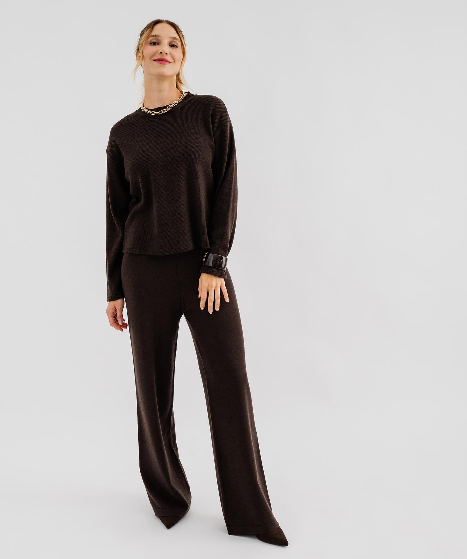 Pantalon Wide leg femme - 46-48/XL - marron standard - GEMO