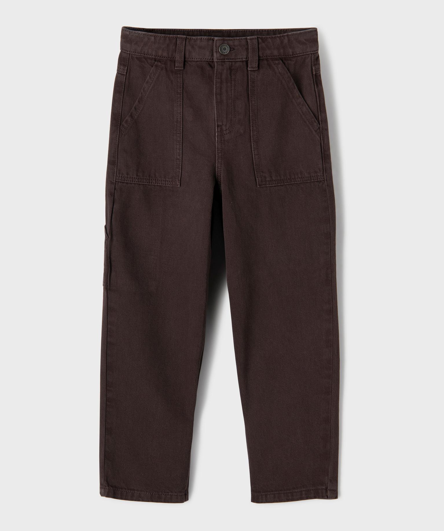 Pantalon charpentier en toile de coton garçon - 7A - marron fonce - GEMO