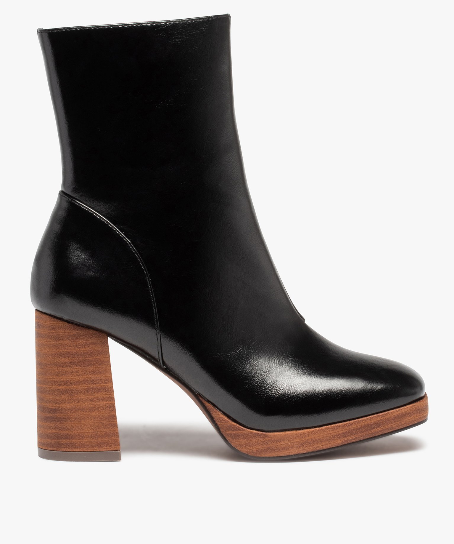 Boots femme à talon dessus uni et bout carré - 40 - noir - GEMO