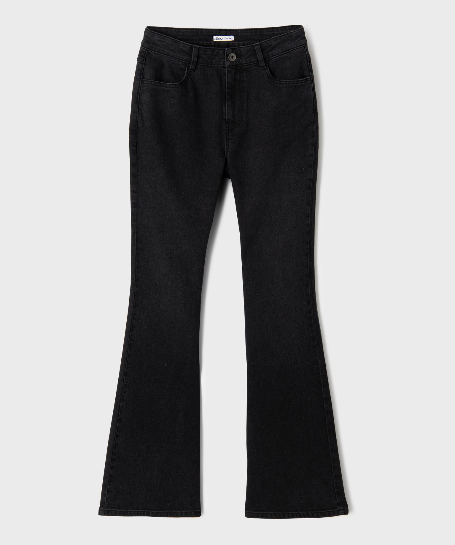 Jean flare en denim extensible délavé fille - 16A/S - noir standard - GEMO