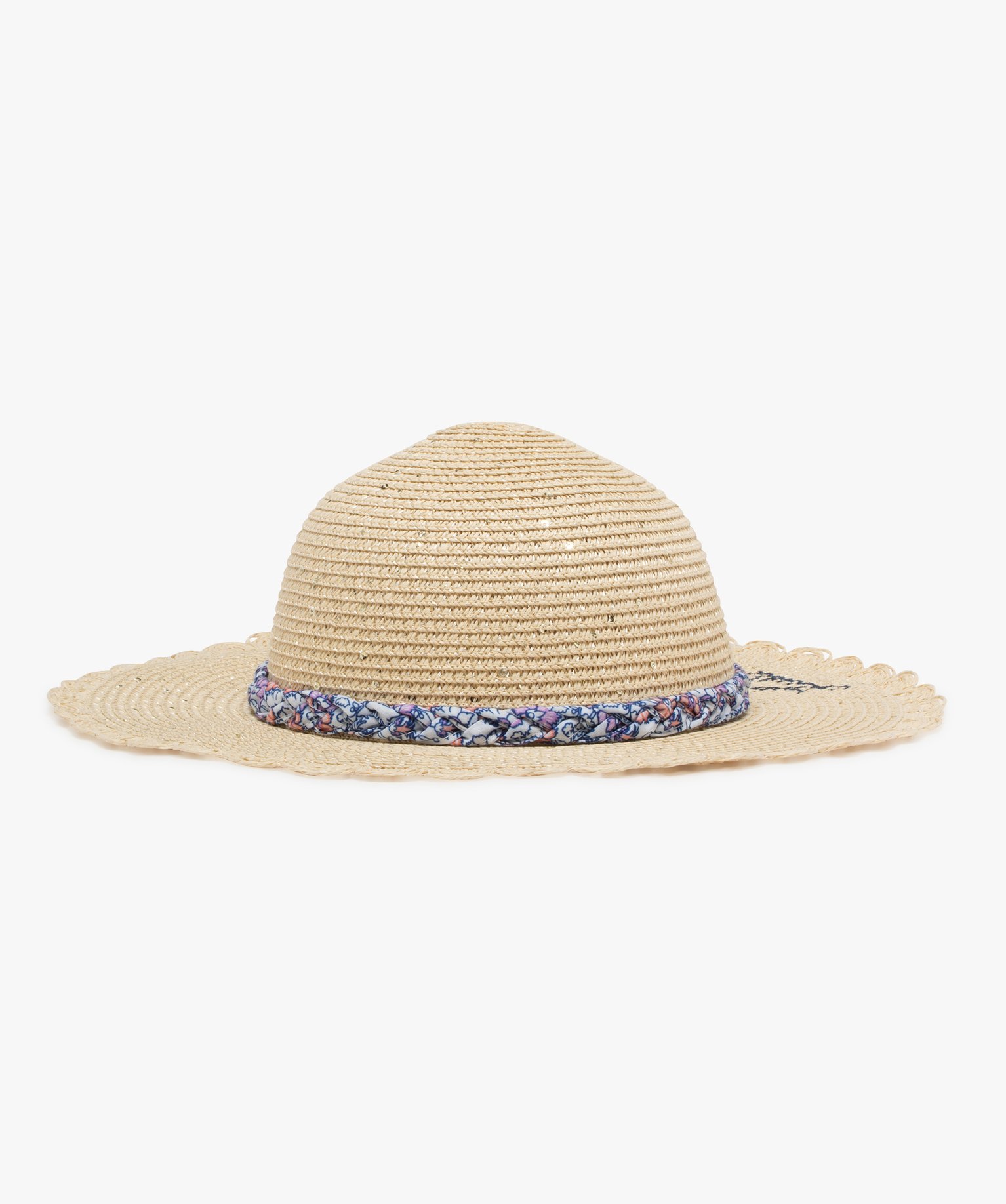 Chapeau en paille incrusté de sequins fille - LuluCastagnette - 50/52 - beige clair - LULUCASTAGNETTE