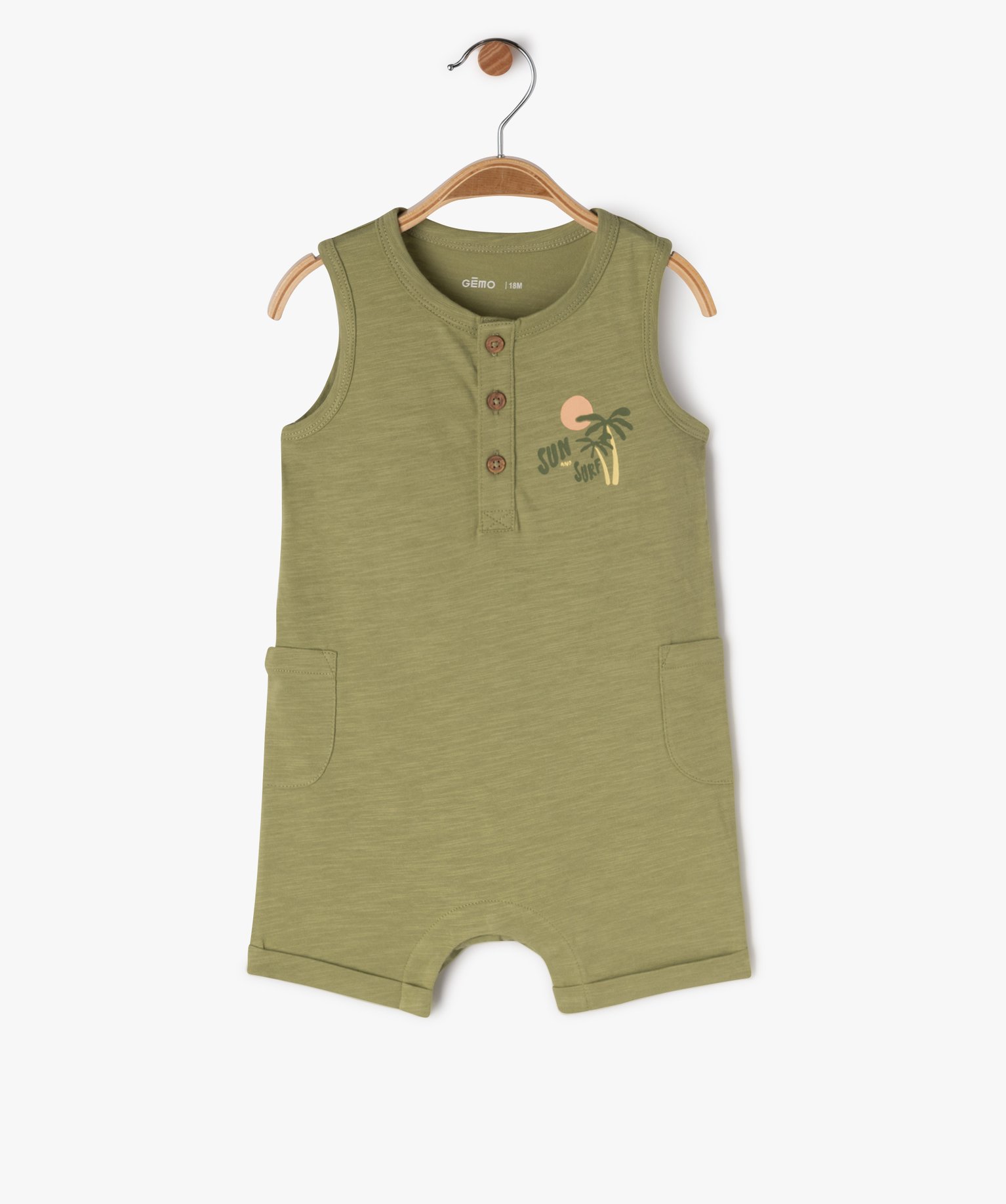 Combishort sans manches avec motif estival bébé garçon - 3 - vert - GEMO