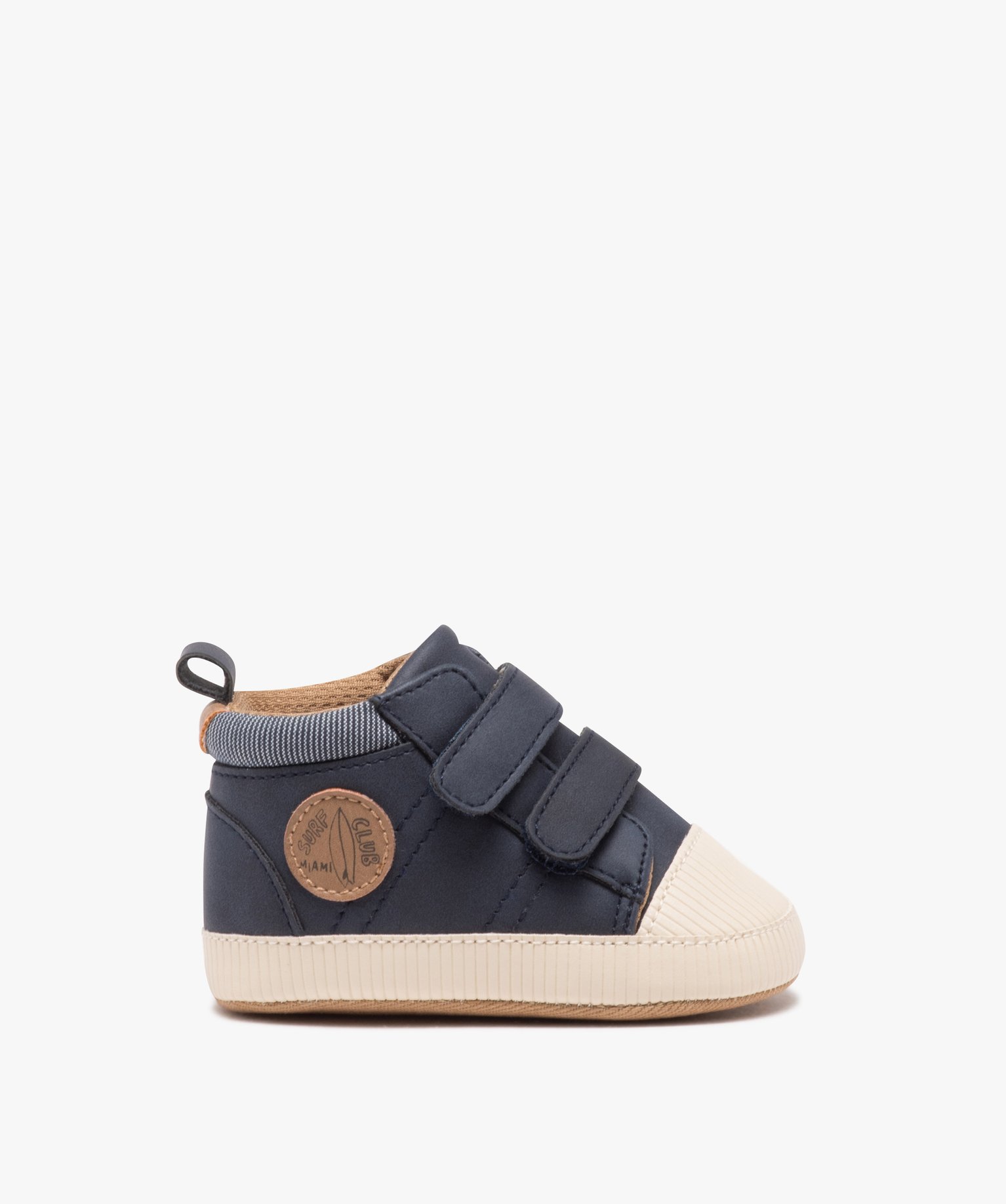 Chaussons de naissance bébé garçon unies style baskets à scratch - 6/12M - marine - GEMO
