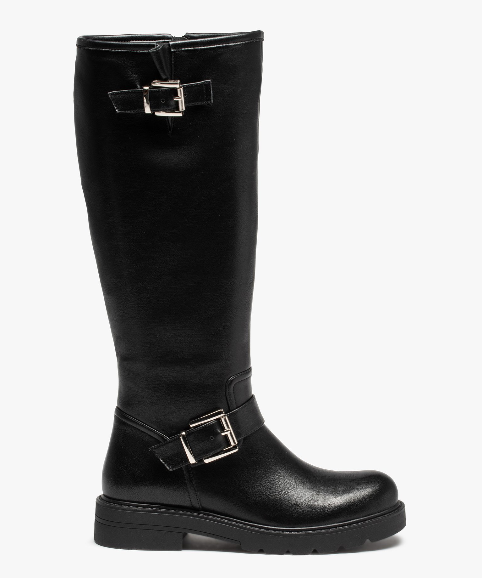 Bottes Femme Western En Cuir Souple - Talon Bloc, Bout Rond, Mi-mollet, Fermeture éclair, Antidérapantes Automne Hiver