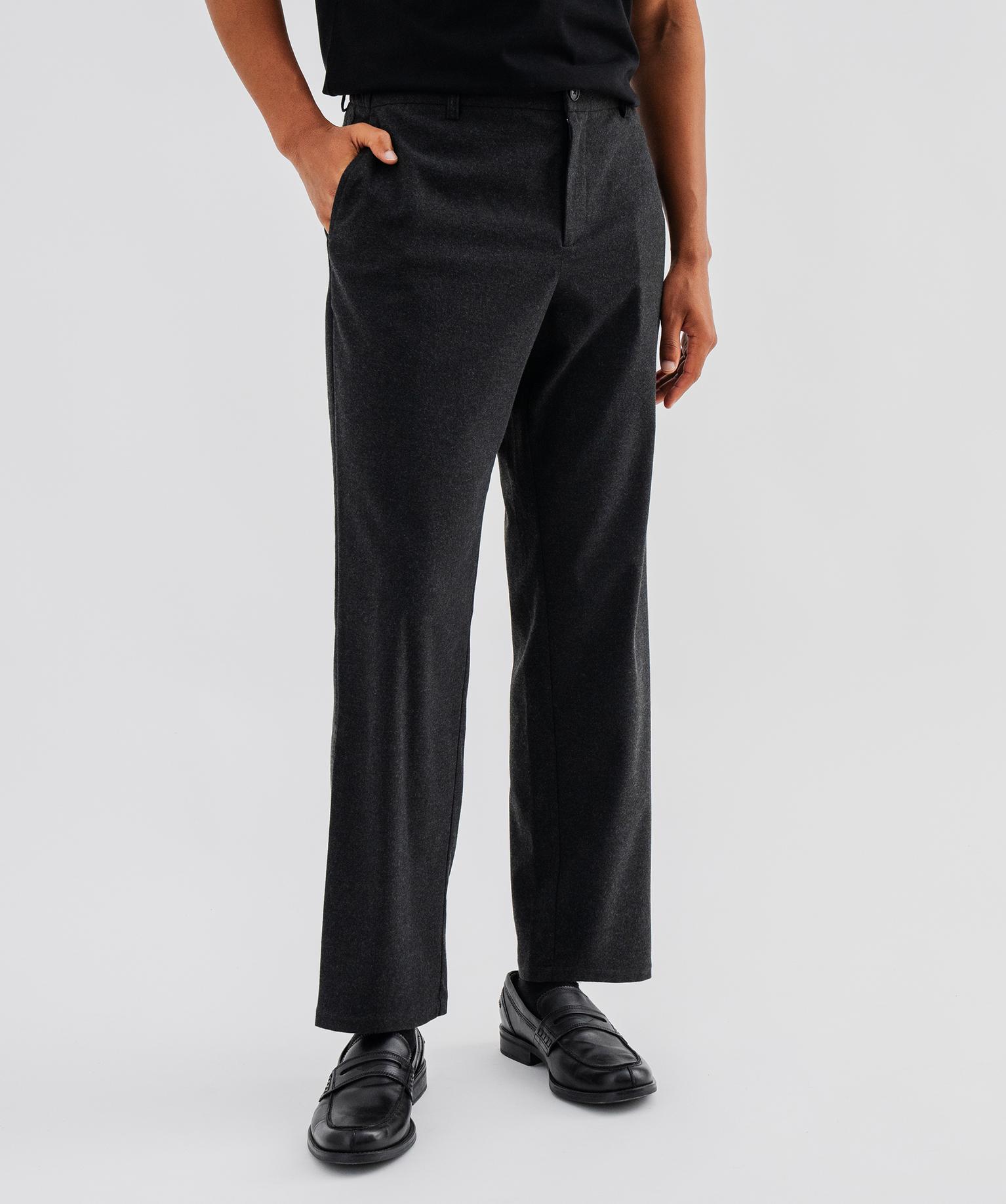 Pantalon en flanelle extensible à taille élastiquée homme - 38-40/M - gris fonce - GEMO