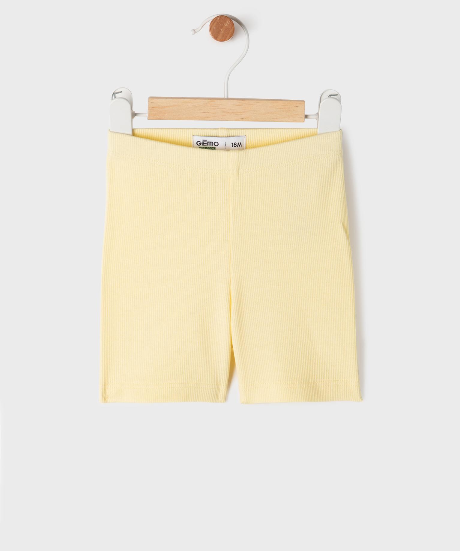 Short cycliste en coton côtelé avec taille élastique bébé fille - 3A - jaune clair - GEMO