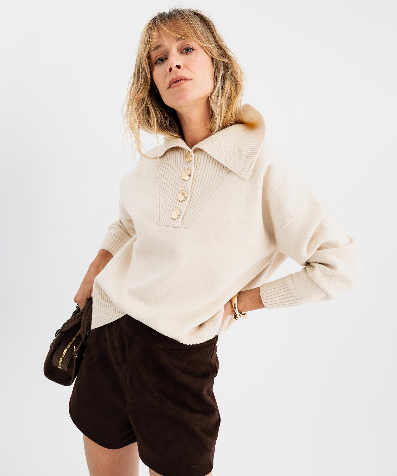 Pull col polo boutonné femme - GEMO Pull col polo boutonné femme - GEMO