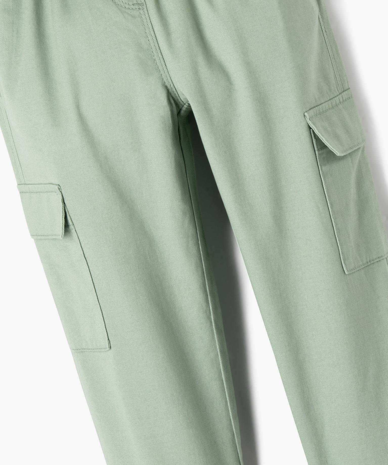 Legging Cargo Fille - Taille Élastique, Poches - 90% Coton - Pour Sport, École, Loisirs - Taille 128