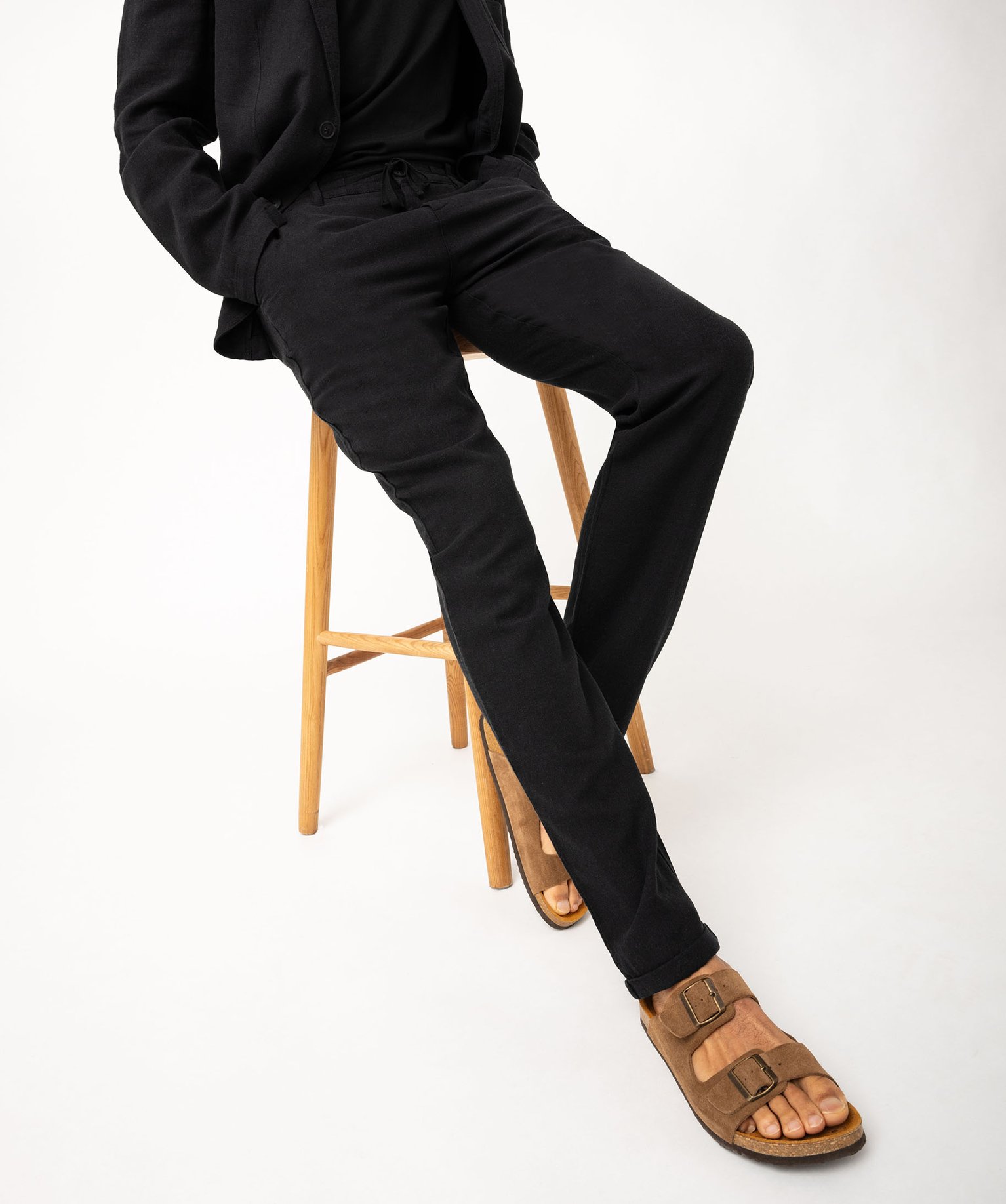 Pantalon chino ou de costume en lin souple homme - 40 - noir - GEMO