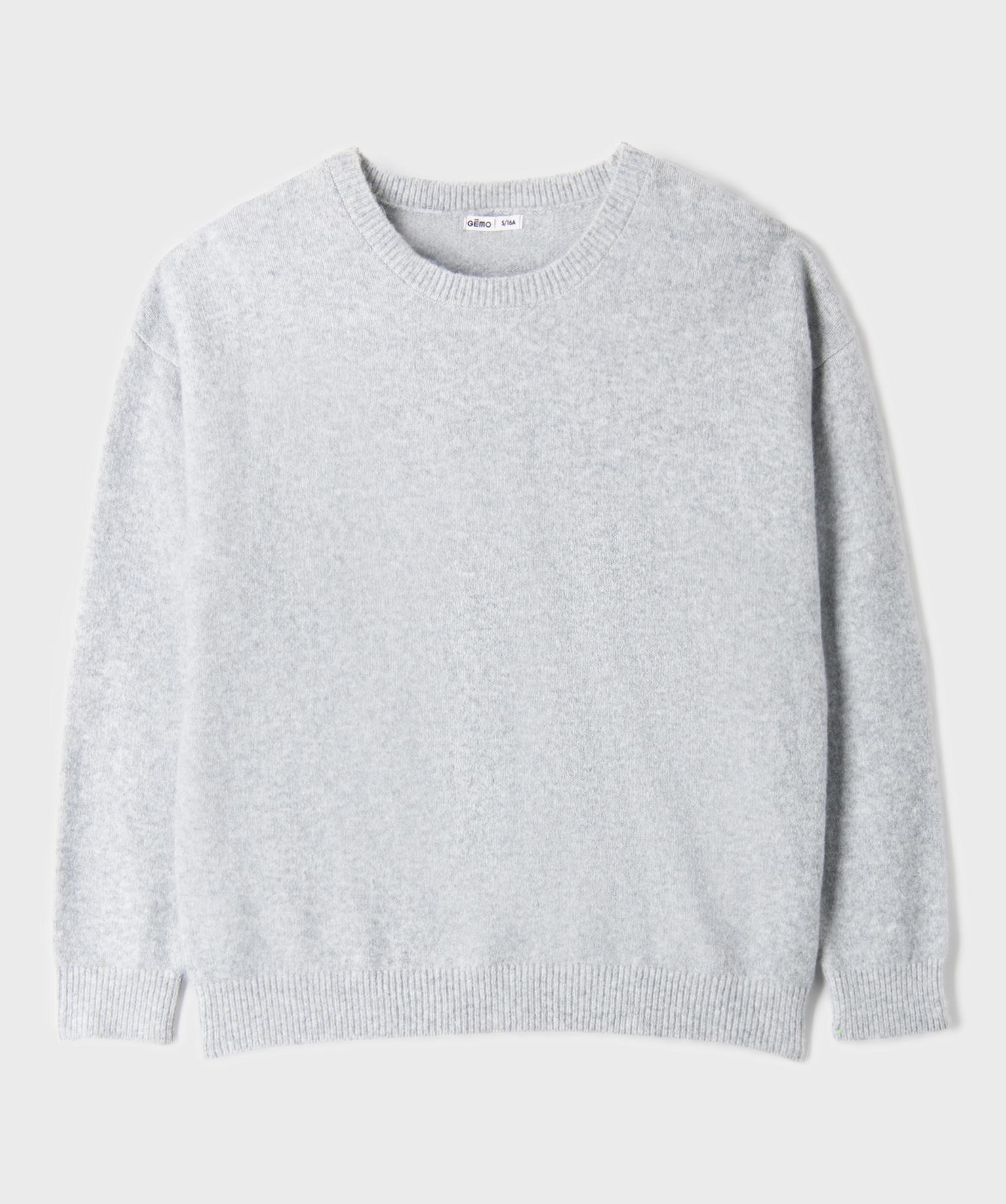 Pull en maille douillette et extensible fille Ado - gris chine - GEMO