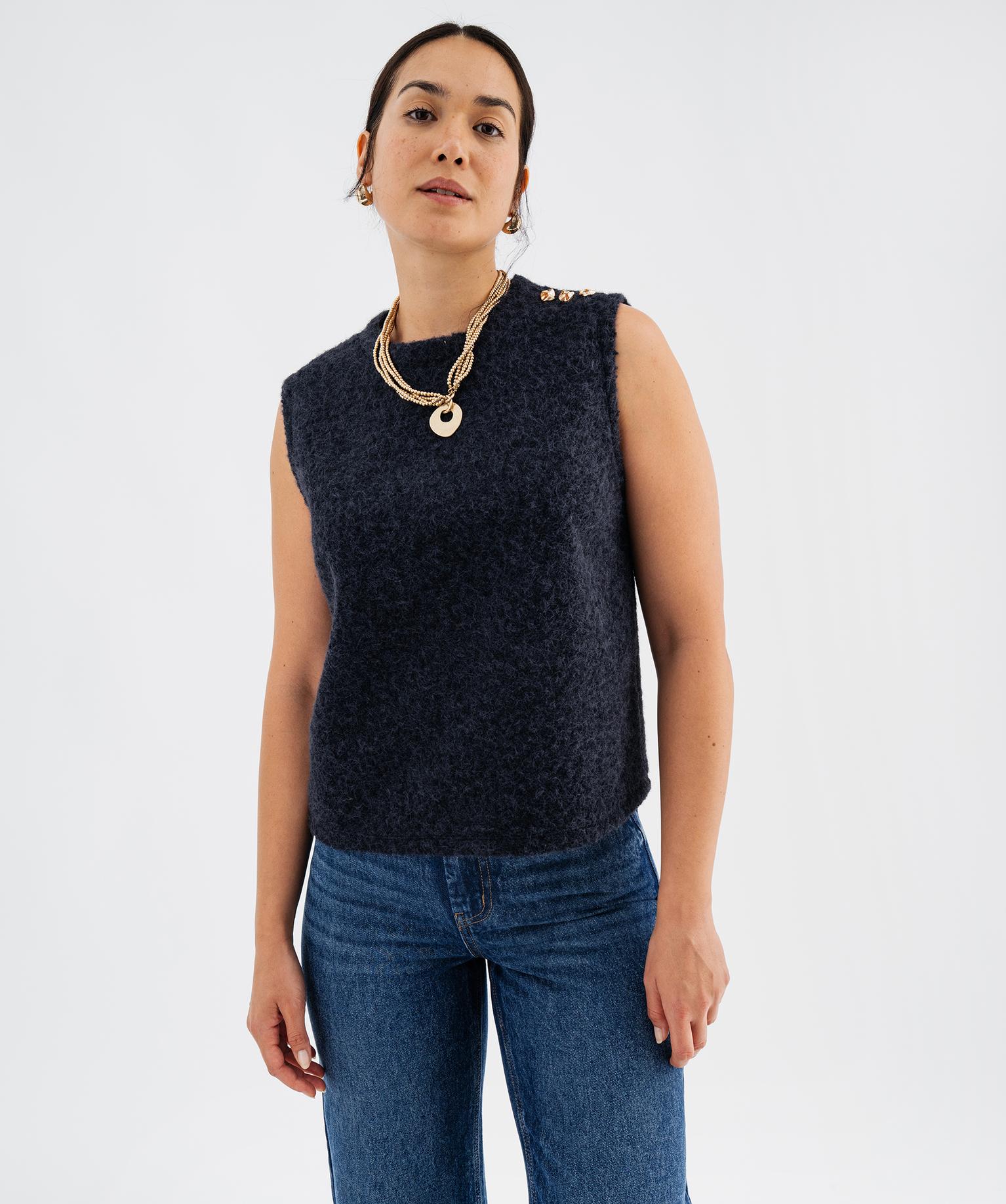 Pull sans manches col rond femme - GEMO