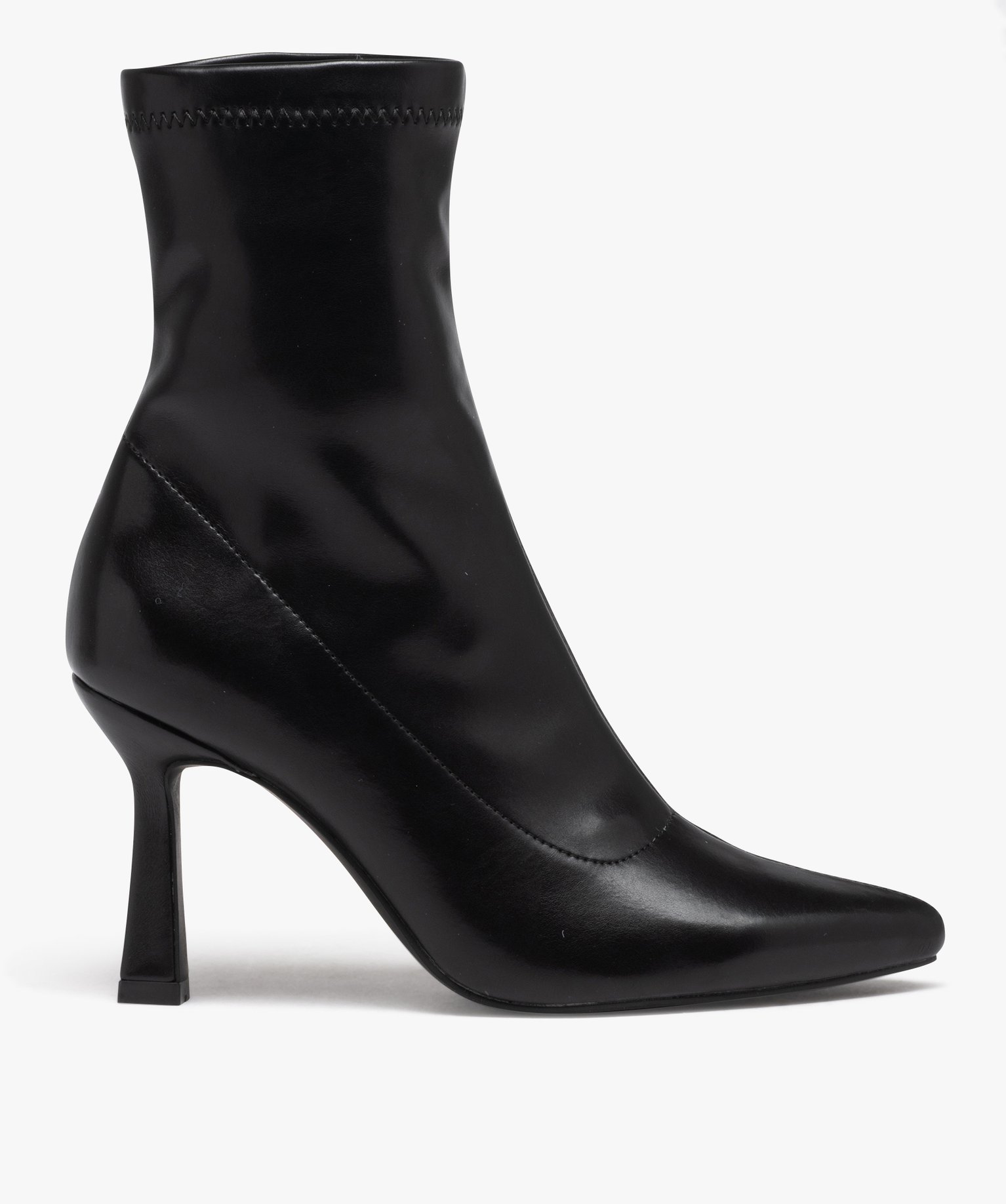 Boots femme unies à talon haut avec col élastique - 40 - noir - GEMO