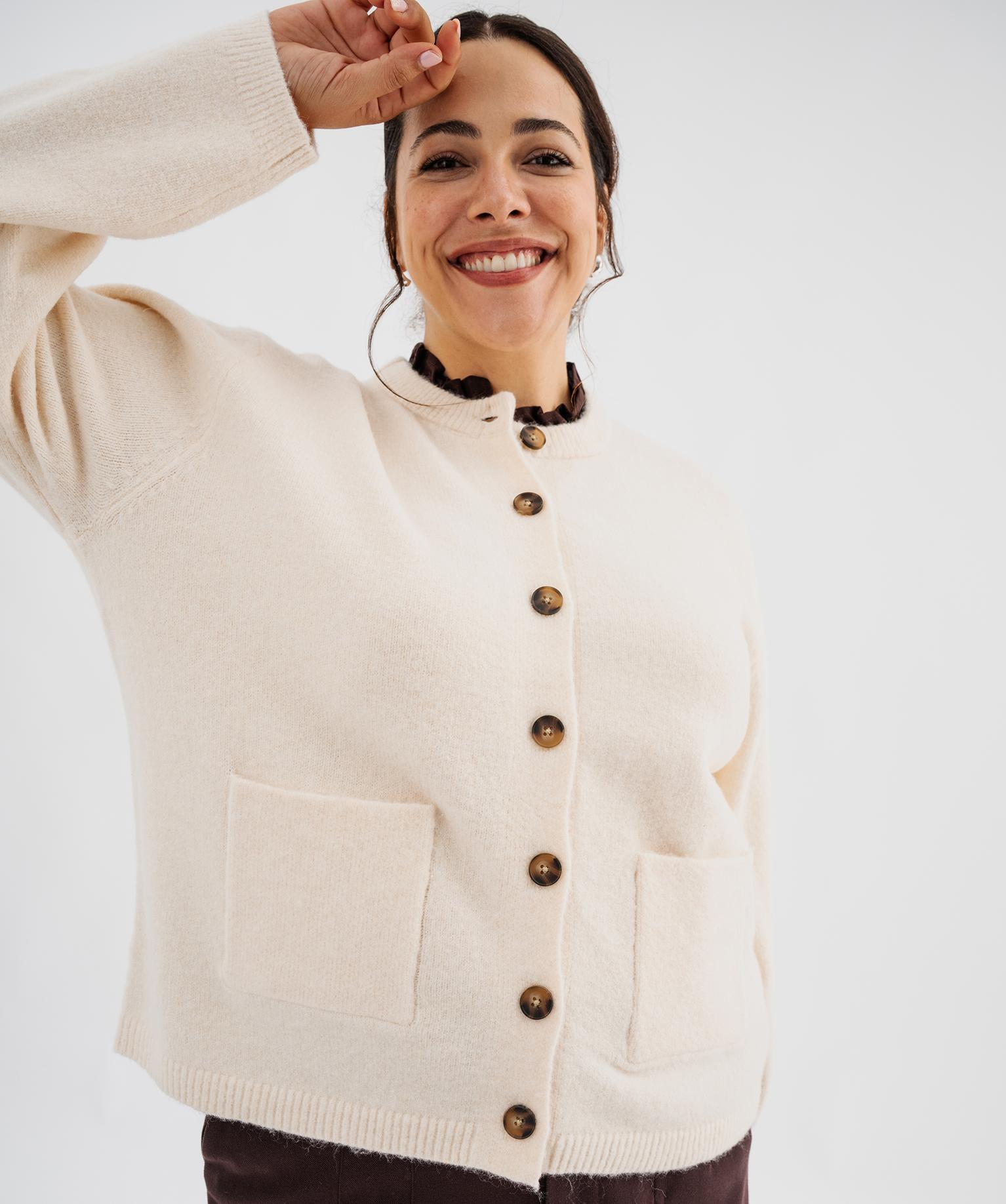 Gilet avec col chemise froncé femme grande taille - 46-48/XL - beige clair - GEMO