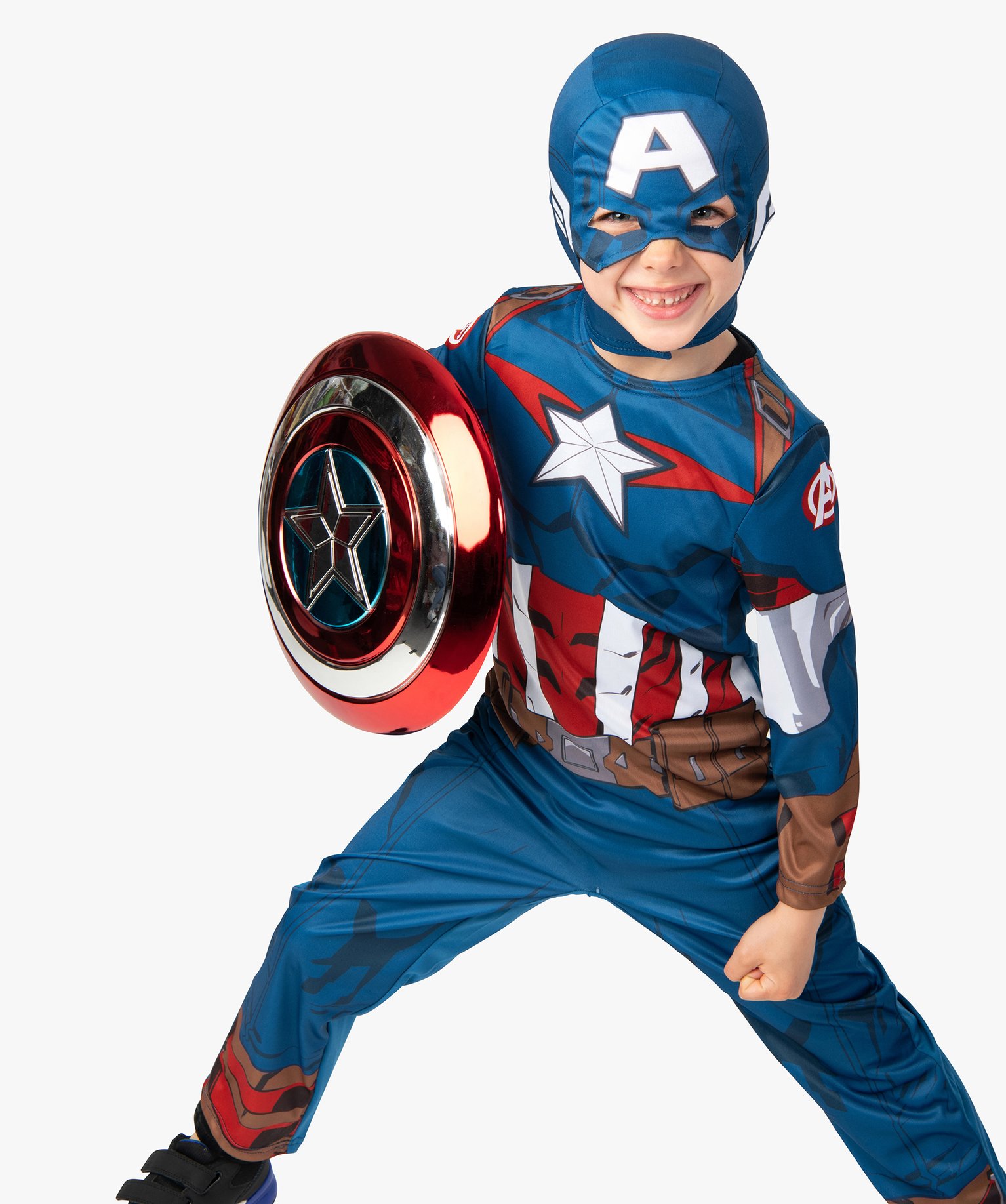 déguisement enfant captain america - marvel (2 pièces : costume + cagoule masque)