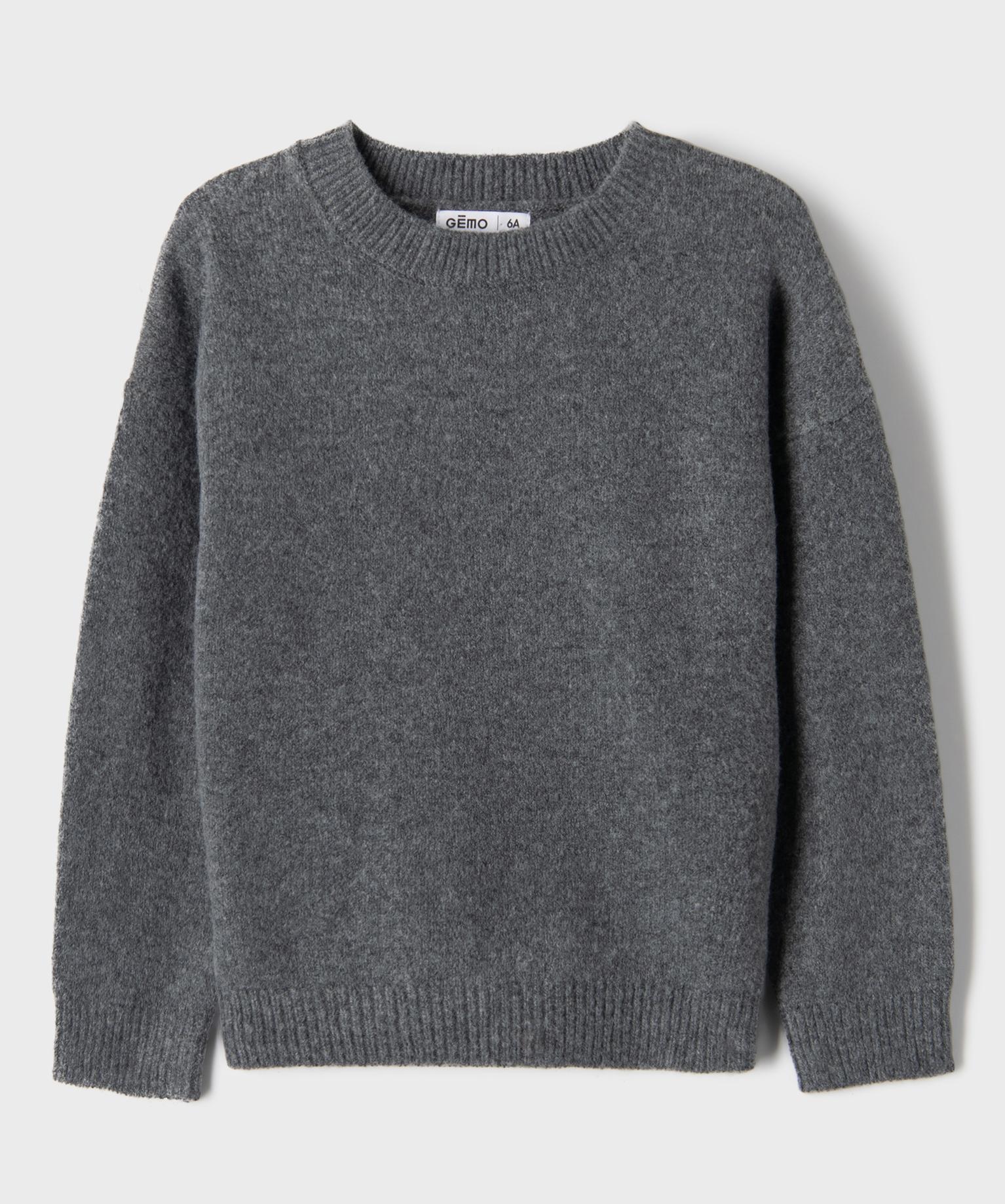 Pull à col rond fille - 6A - gris chine - GEMO