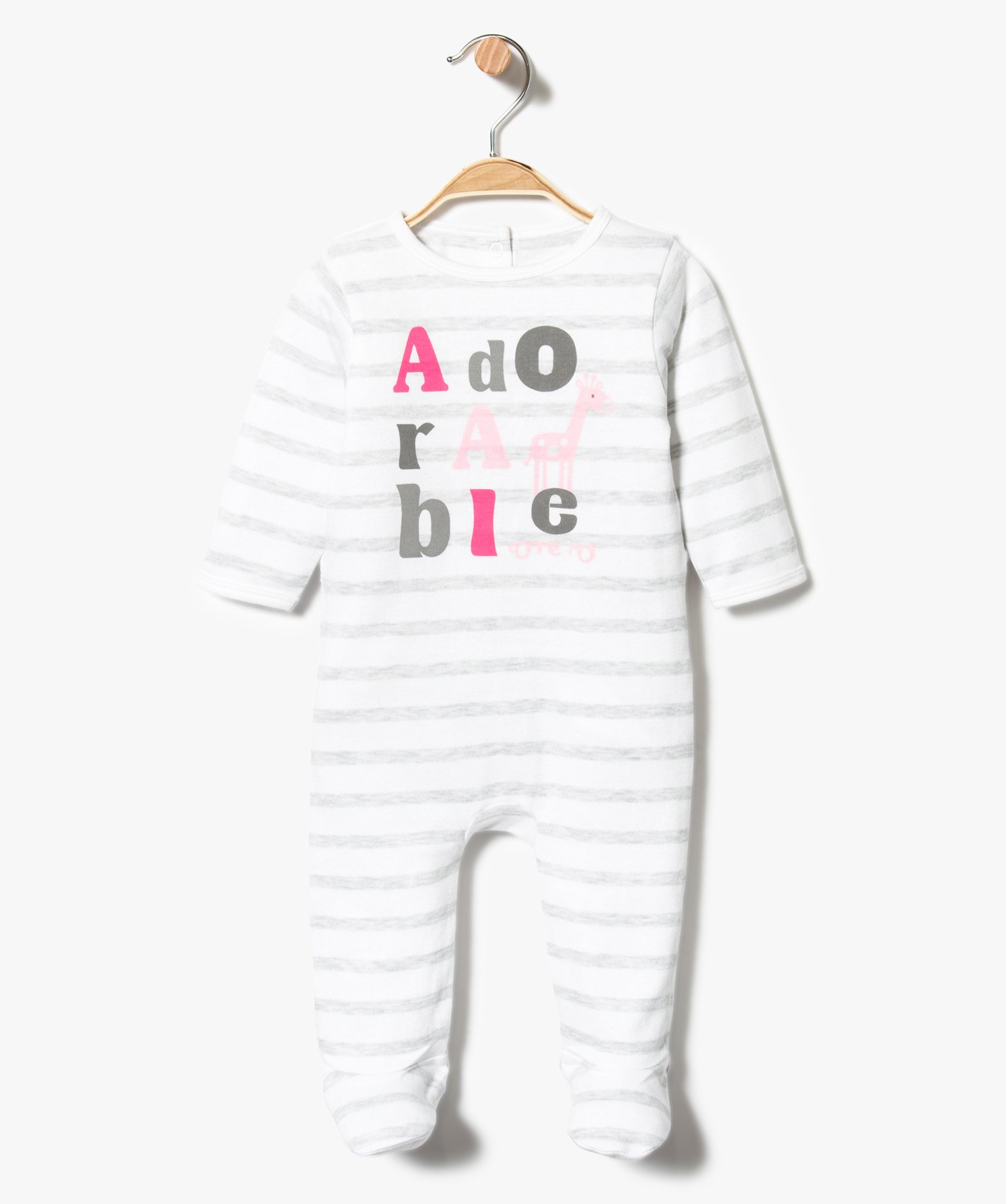 Pyjama dors-bien été à rayures imprimé façon alphabet